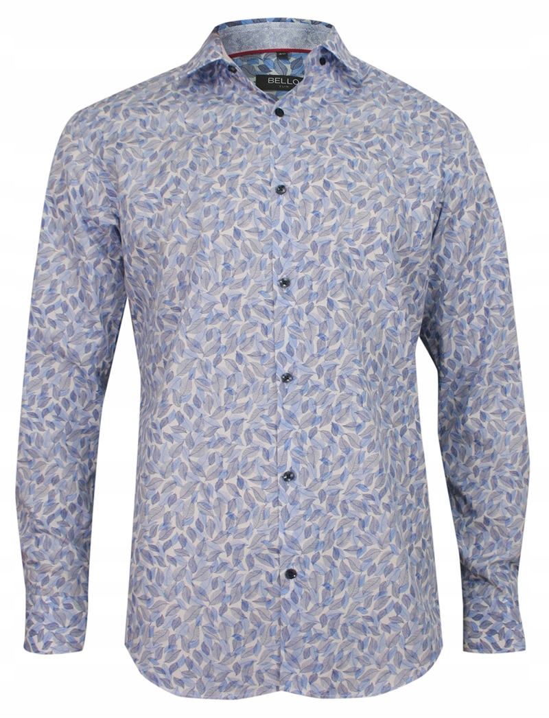 Modrá Slim košile s lístky Bello 37/176-182