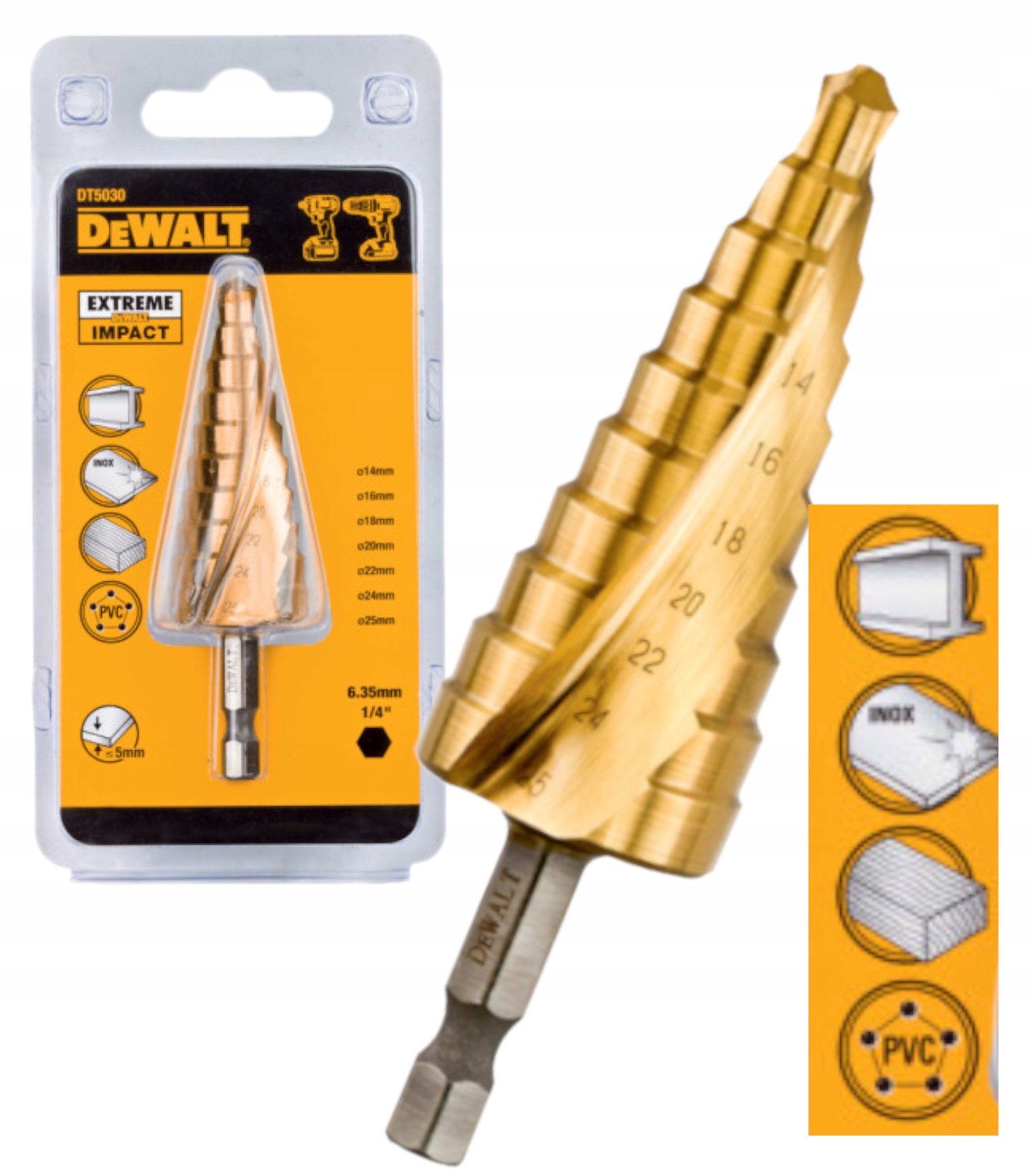 DeWALT Wiertło Wielostopniowe Extreme 14 -25 MM DT5030