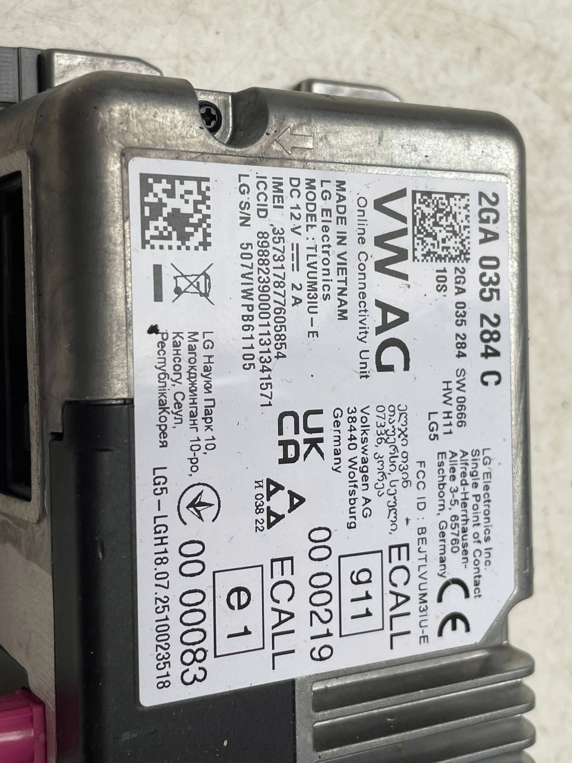 AUDI VW SEAT SKODA control unit USLUG ONLINE 2GA035284C !J