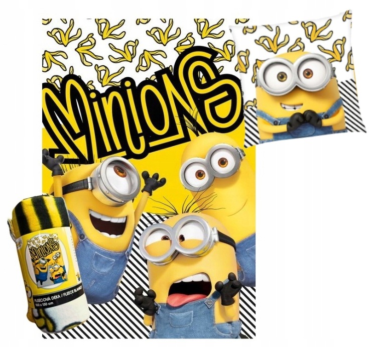 Koc polarowy i poduszka Minionki Minionek dziecięca Minions do przedszkola
