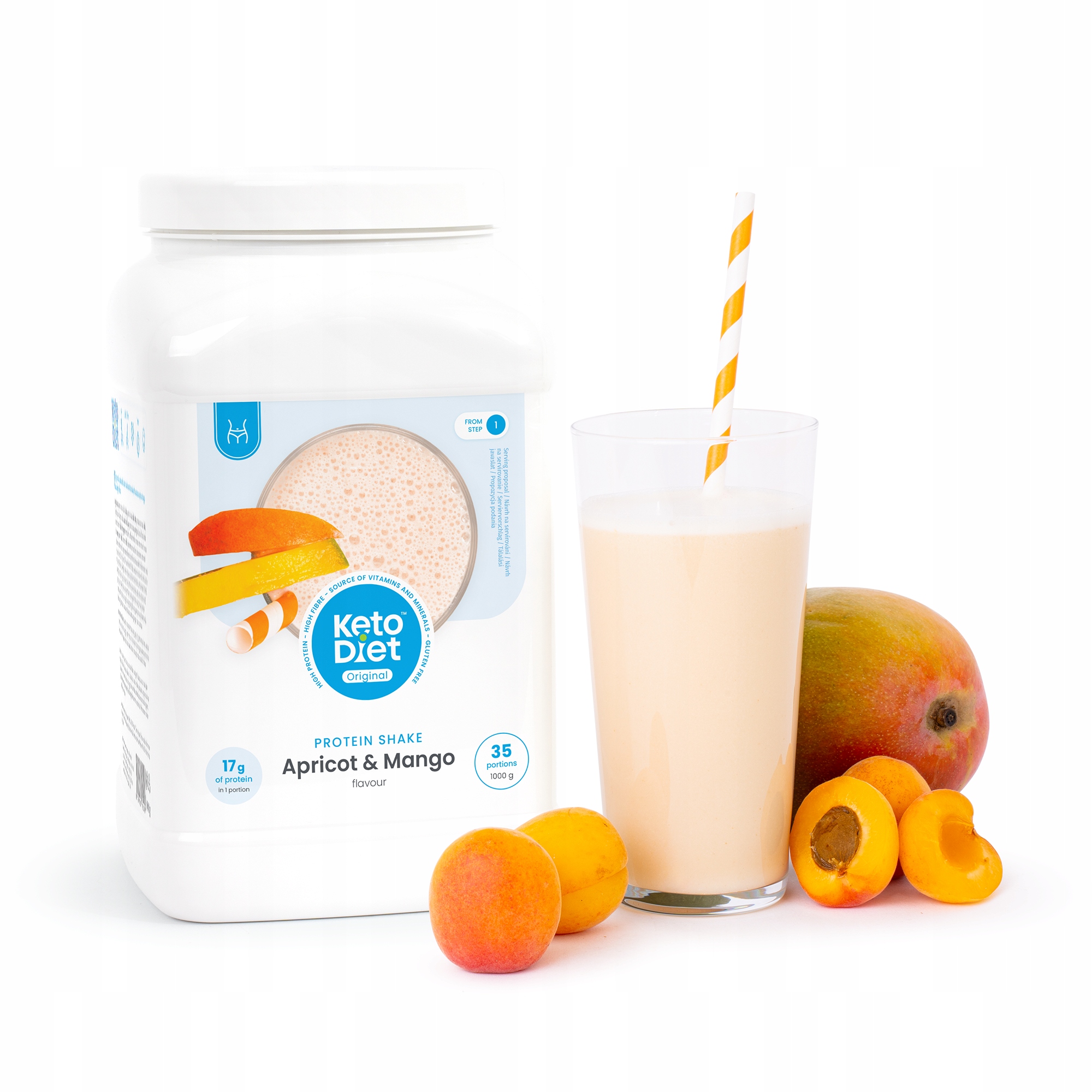 KetoDiet Proteinový nápoj příchuť meruňka a mango (35 porcí)