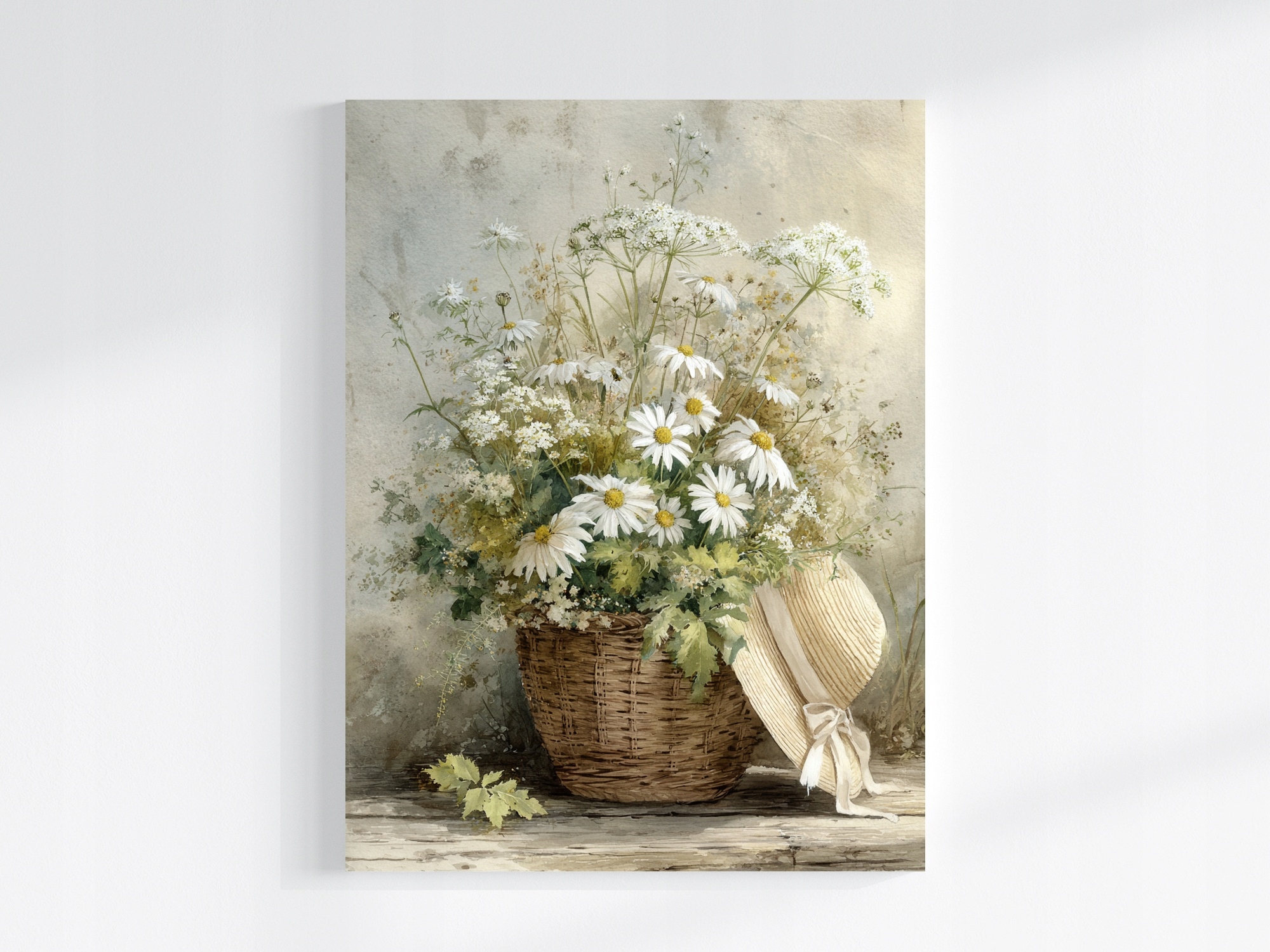 Obraz Na Plátně Canvas Rustikální Dekorace Koš Květiny Klobouk 60x80