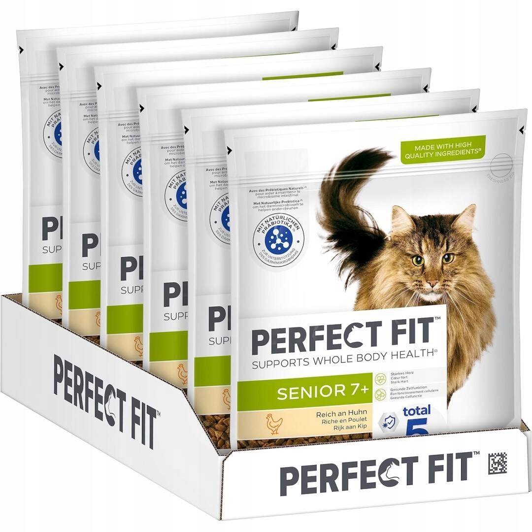 Perfect Fit Senior 7+ 6x750g Suché Krmivo S Kuřecím Masem Pro Starší Kočky