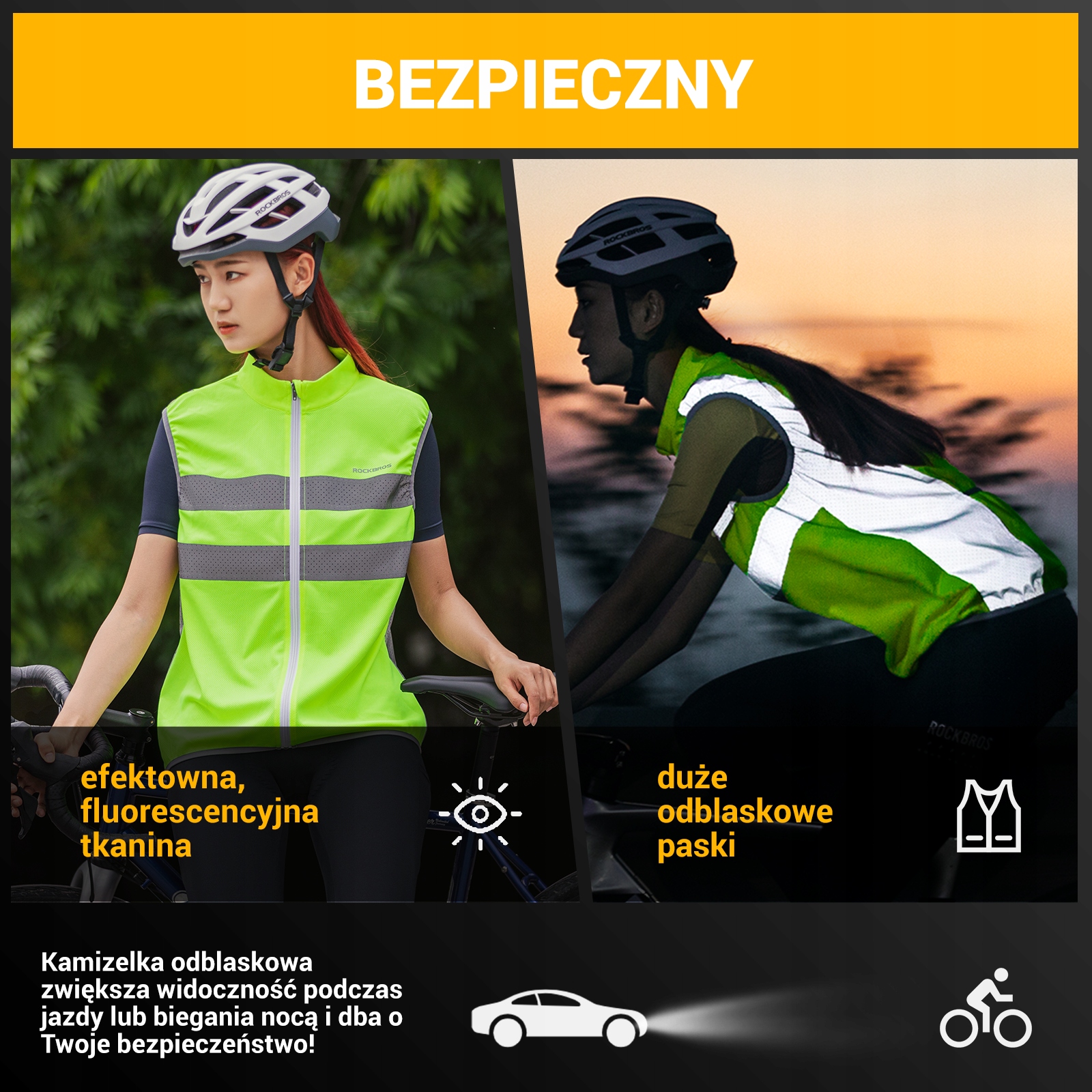 ROCKBROS Odblaskowa Kamizelka Sportowa L Marka Rockbros