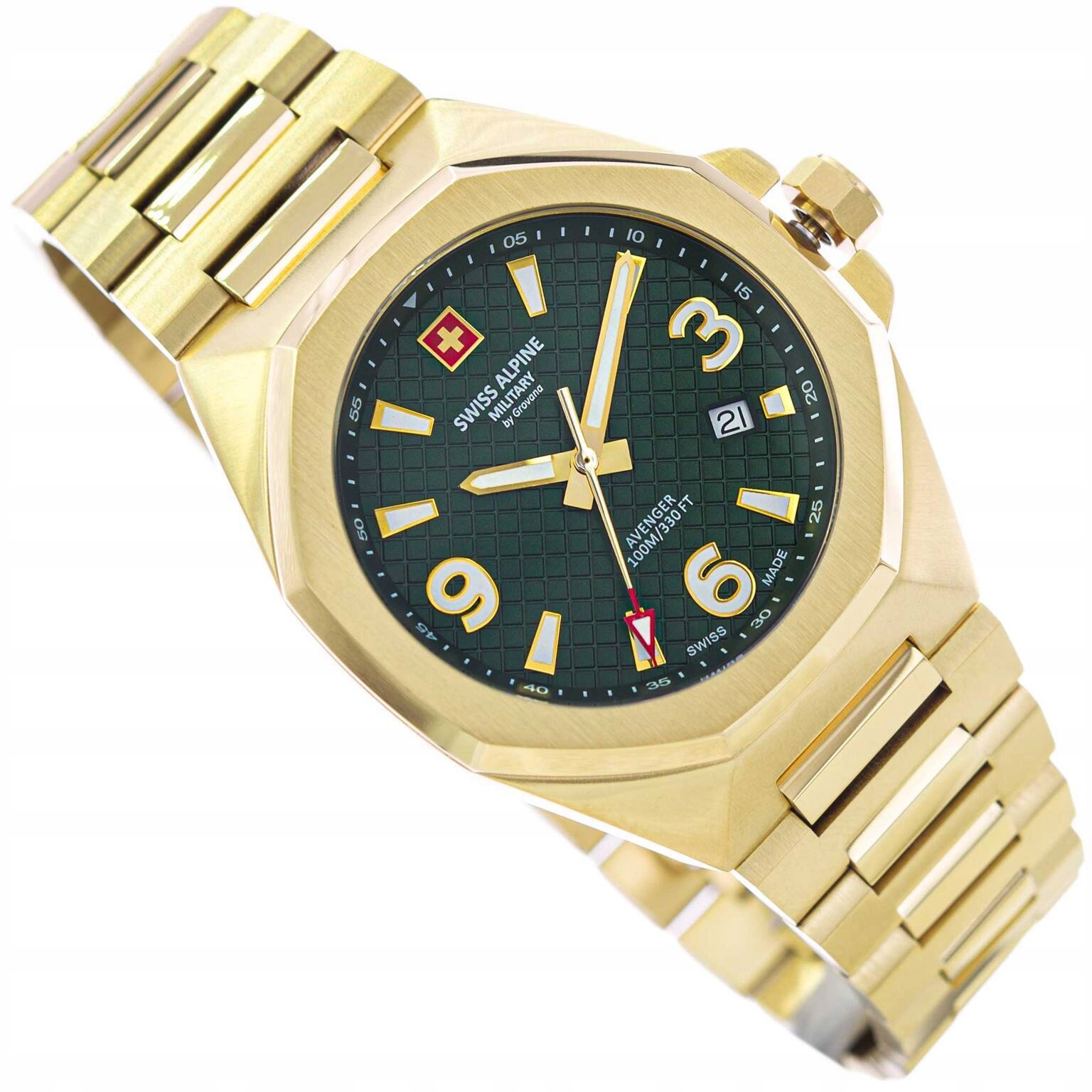 Pánské Hodinky Swiss Alpine Military SAM7005.1114 Zlaté Na Náramku Data