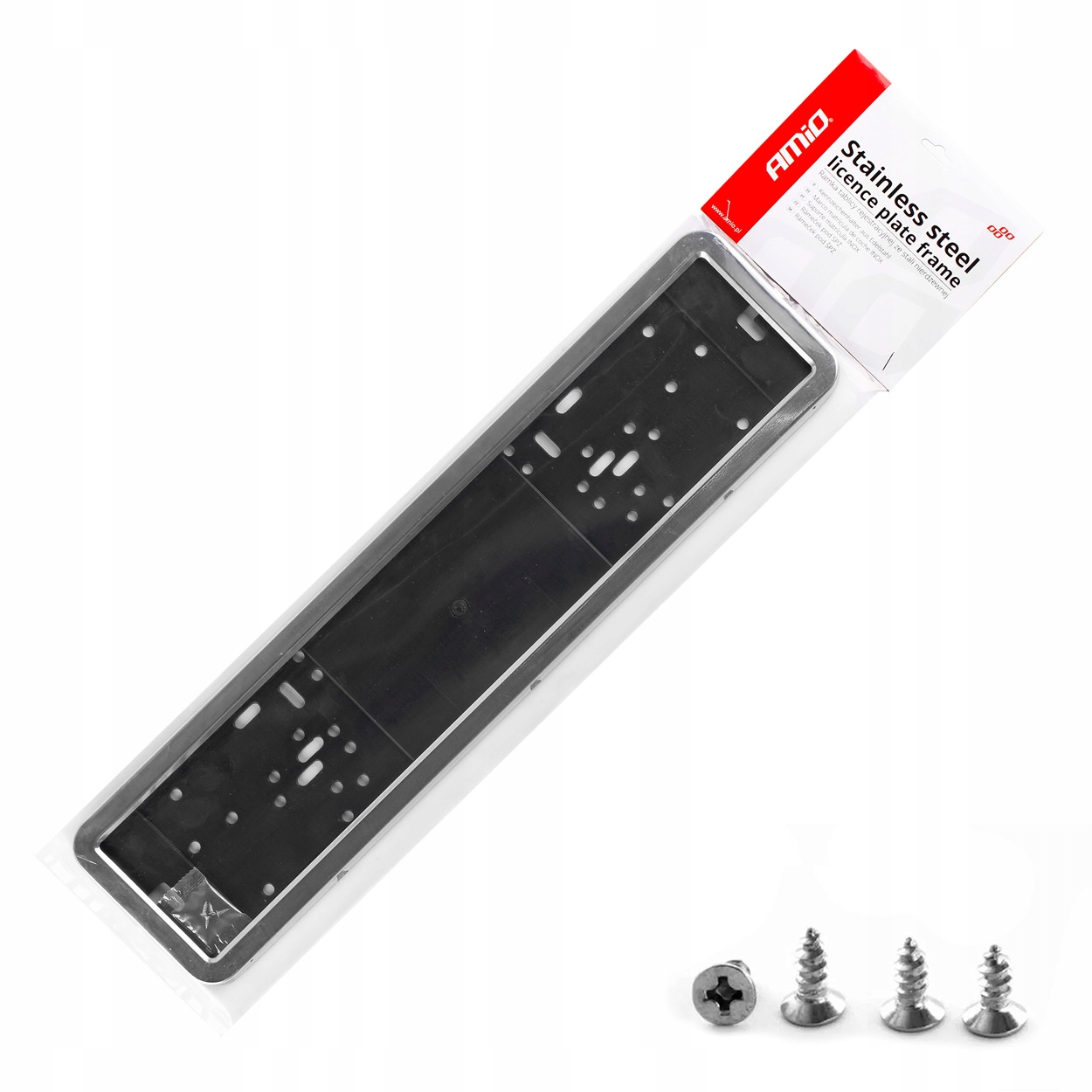2x RAMKA POD TABLICĘ REJESTRACYJNĄ CHROM STAL INOX Stan opakowania oryginalne