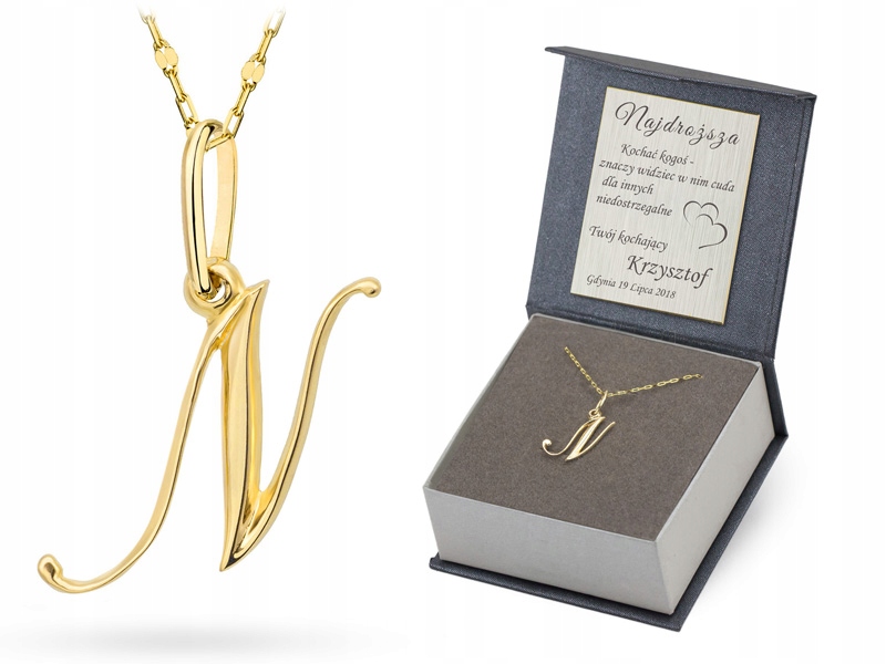 Zlatý Řetízek 585 Přívěsek Písmenko N s gravírováním