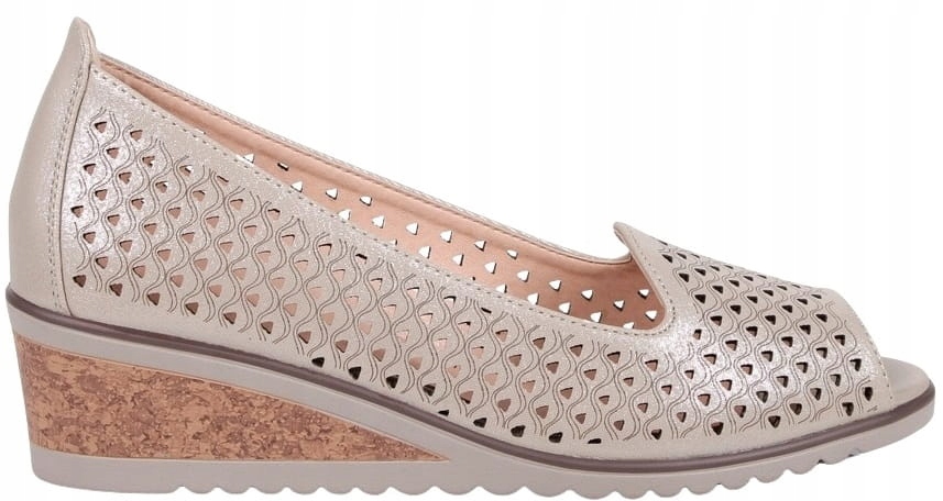 Polobotky Na Koturnu Boty Potocki Zlaté Prolamované Odkrytý Prst Módní