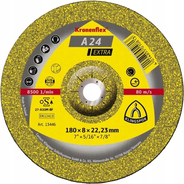 

Tarcza do szlifowania stali 115x6mm A 24 Extra T27