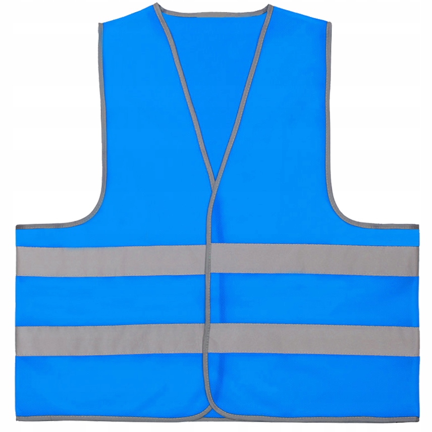 Solidna NIEBIESKA kamizelka odblaskowa r. M-L M/L