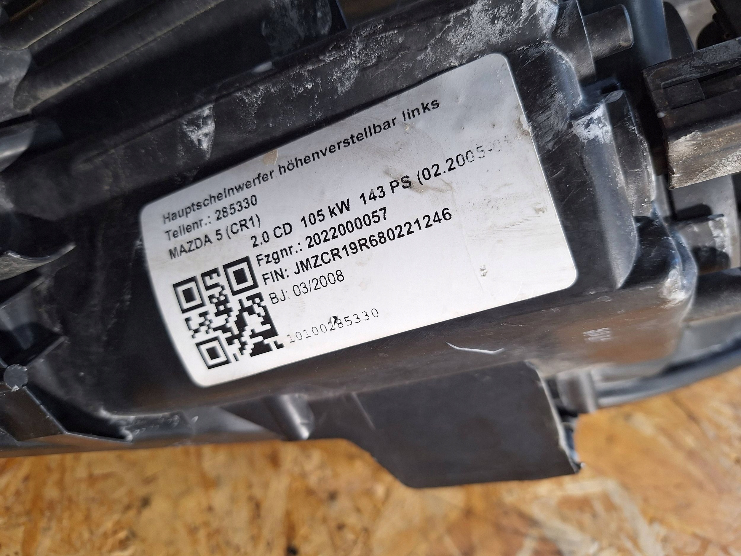 light left front MAZDA 5 and 05-08 EUROPA