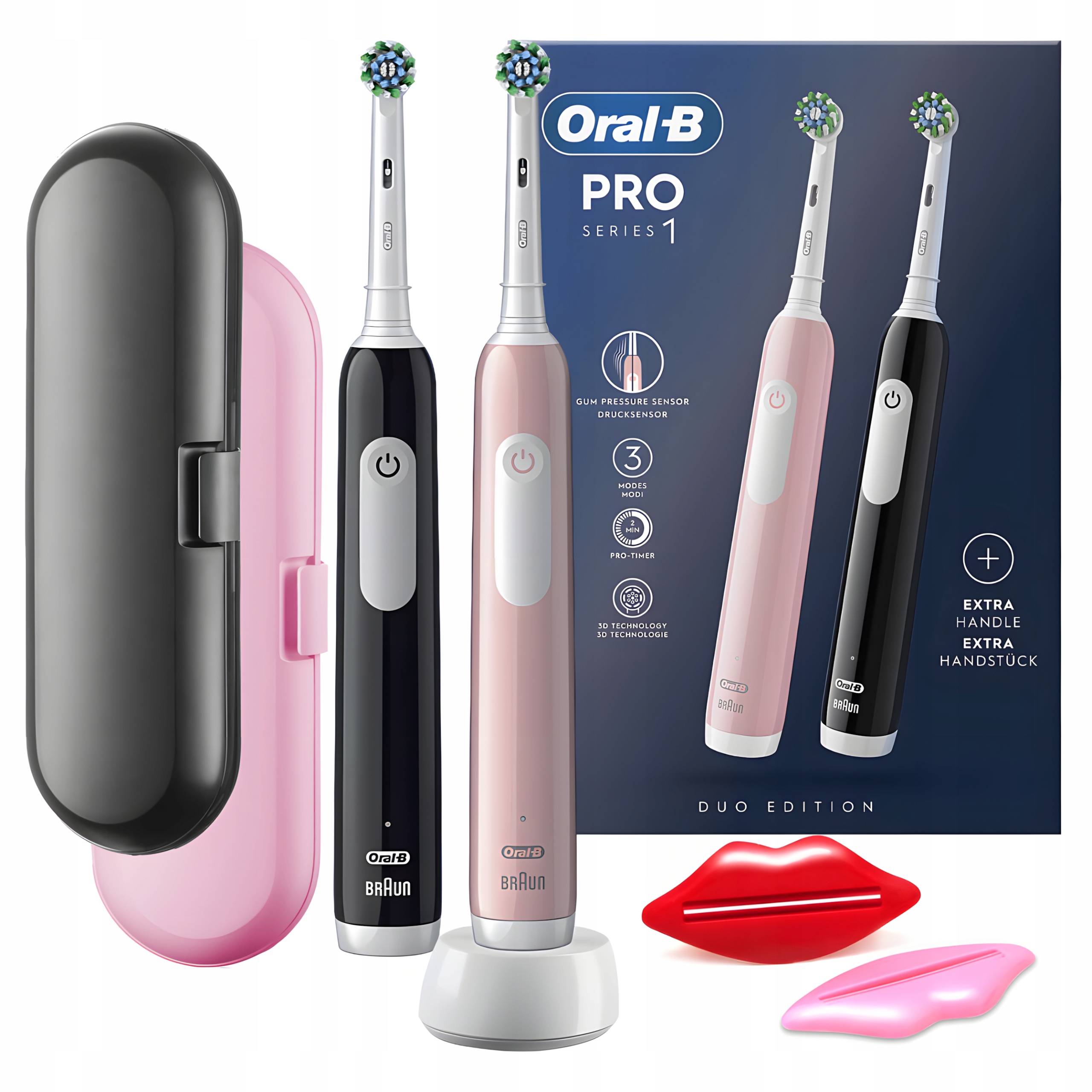 Szczoteczka Elektryczna Oral-B Pro Series 1 Dwupak, Zestaw z Etui Podróżnym