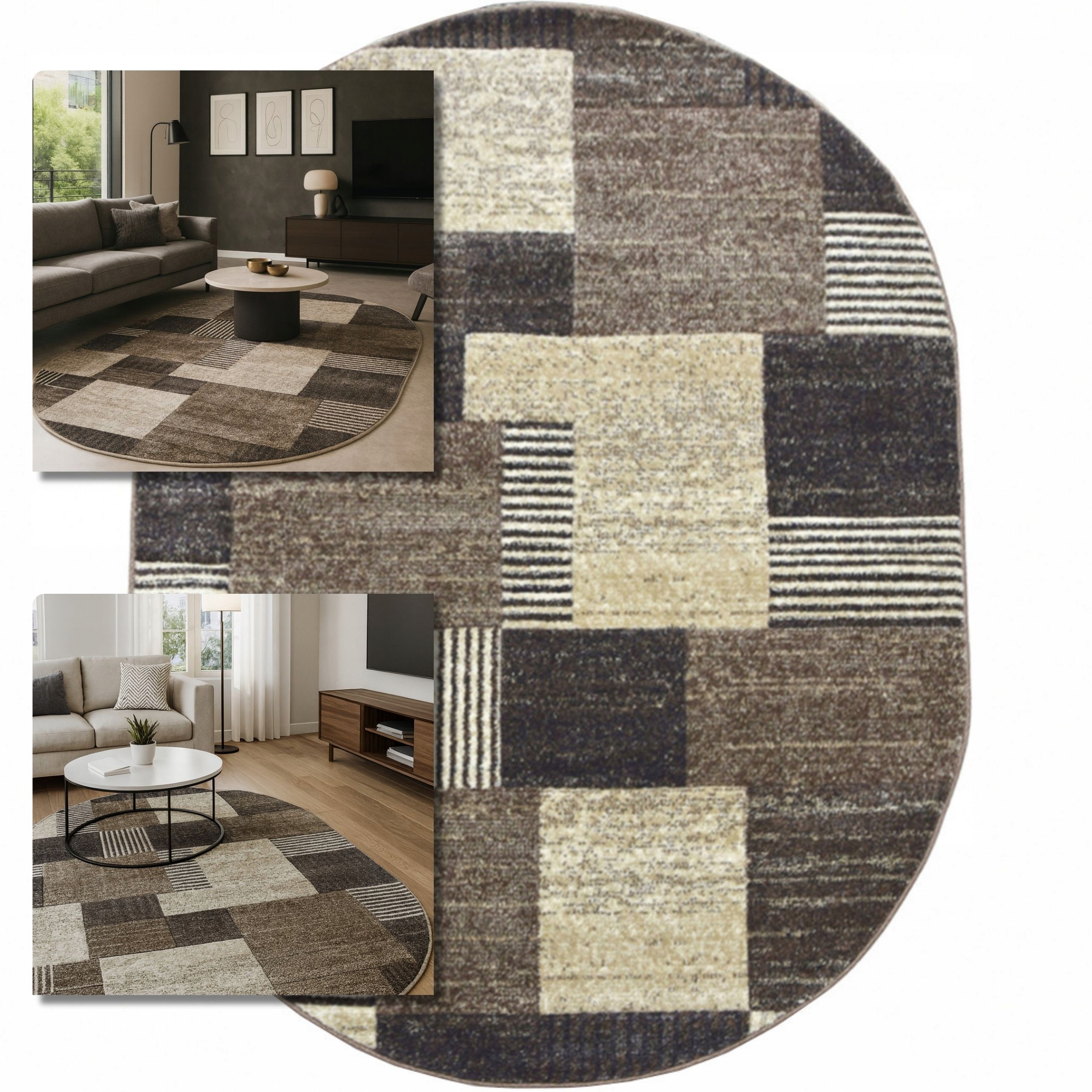 Koberec 120x170 Oválný Romantický Hnědý Koberec Do Obývacího Pokoje Moderní Koberec