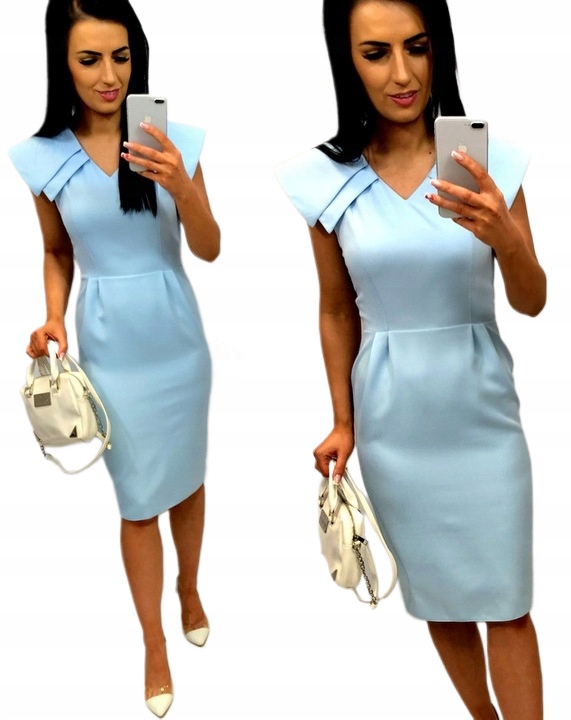 Dámské šaty na křtinové přijímání Svatební Hostina Tužkové Elegantní Modré M