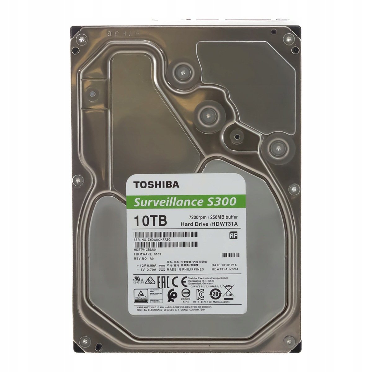 Toshiba Surveillance S300 HDWT31A 10TB 7.2K Sata III 3.5'' HDWT31AUZSVA