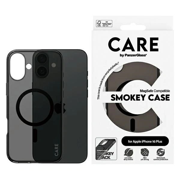 Pouzdro Care by PanzerGlass Flagship Case MagSafe pro iPhone 16 Plus, kouřové