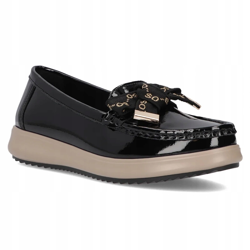 Półbuty mokasyny damskie Filippo DP6457/26 Bk skórzane wsuwane czarne 38