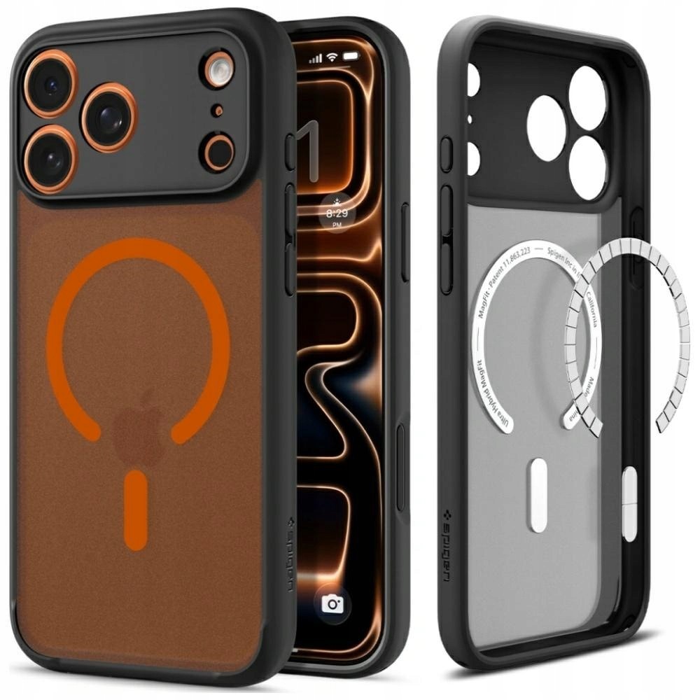 Etui Spigen Ultra Hybrid Mag MagSafe do iPhone 17 Pro Max czarno-pomarańczo
