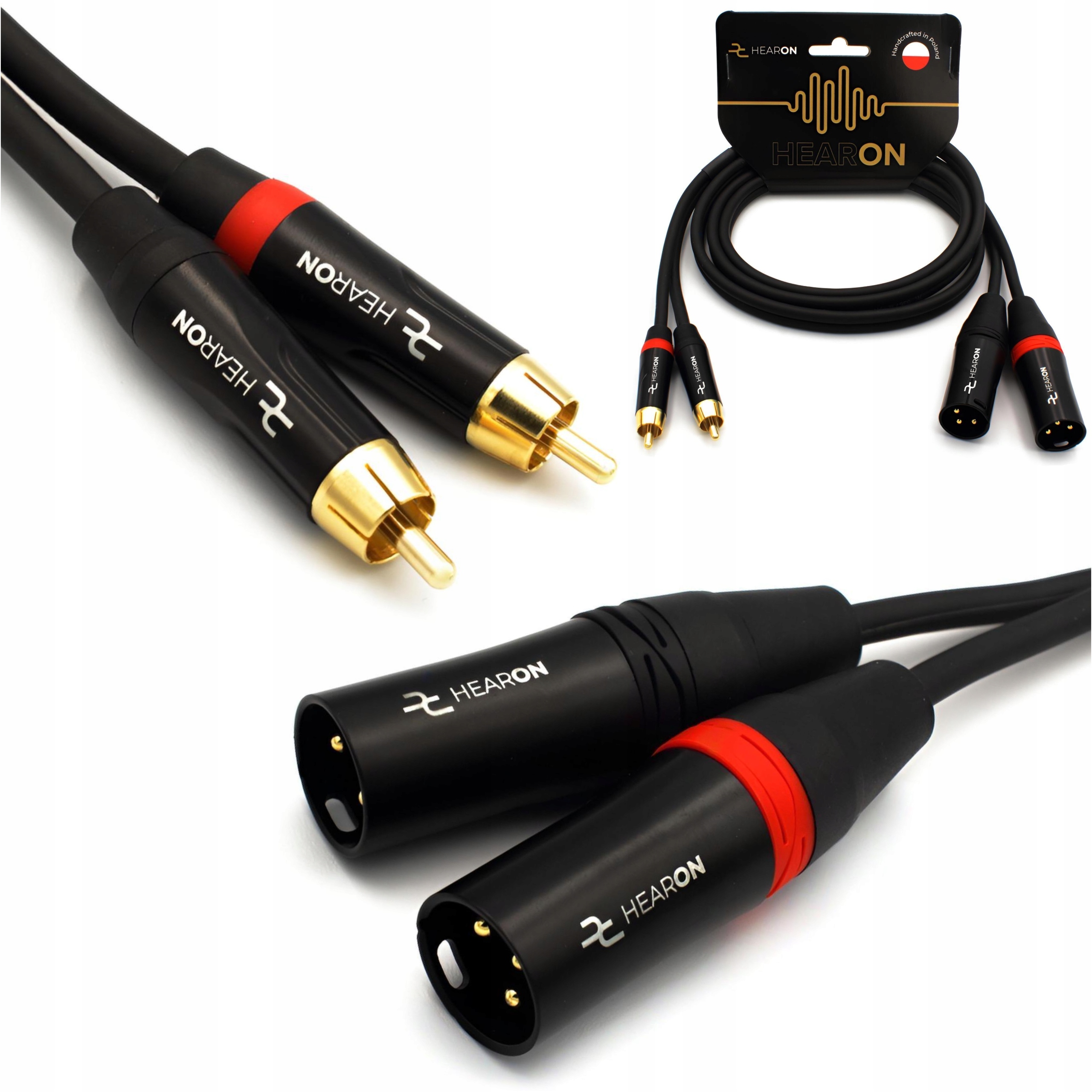 Hearon Pro Kabel 2x Rca Cinch 2x Xlr Męski 1m Ofc do monitorów