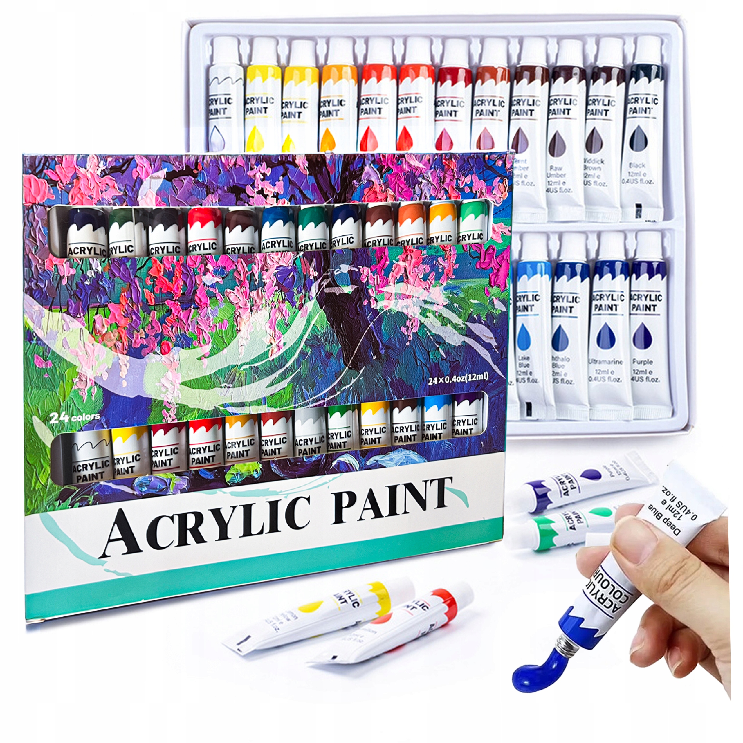 Akrylové Barvy Velká Sada Akrylových Barev 24x12ml Barva