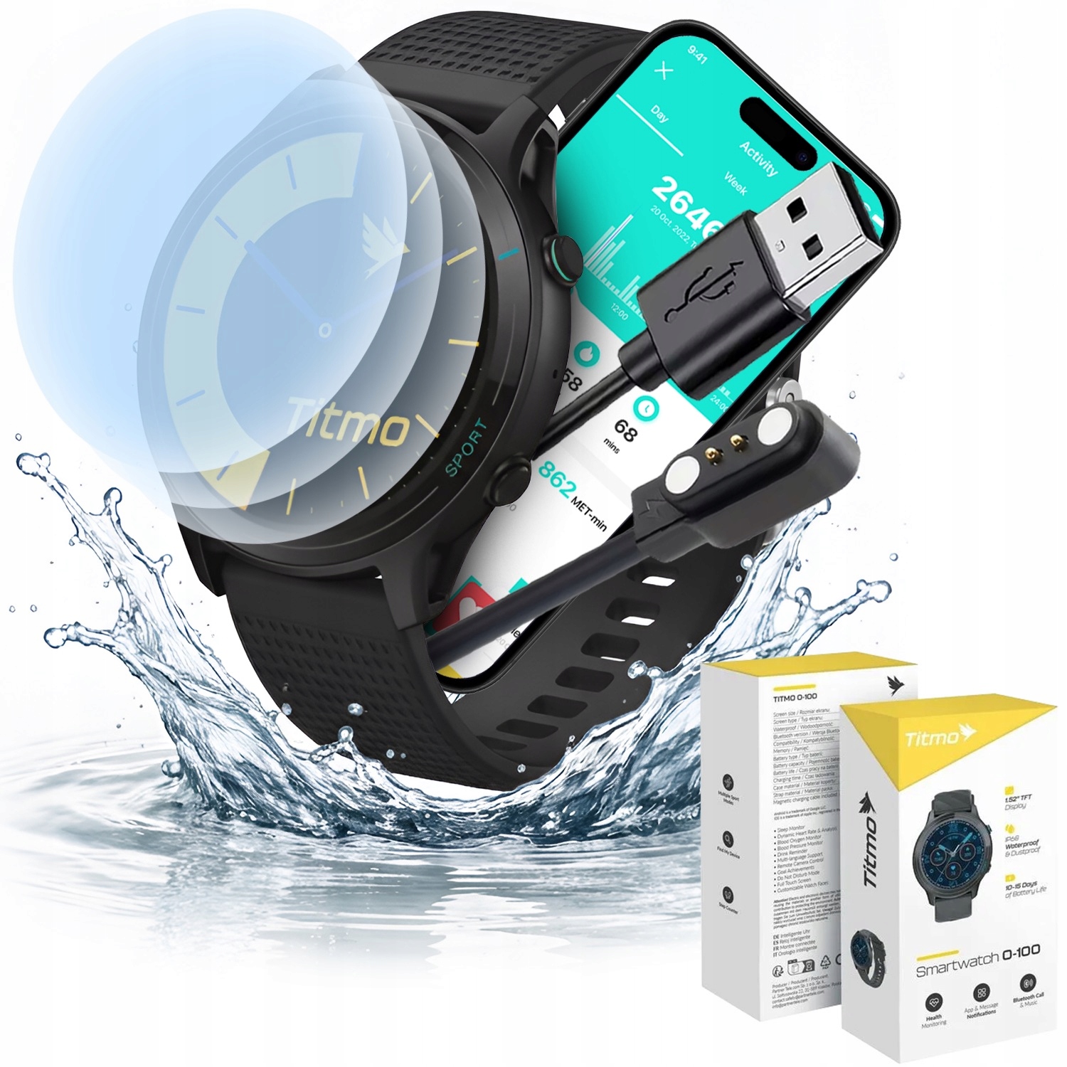 Chytré Hodinky Pánské vodotěsné hodinky Dámské Černé Hovory Sport 3x Sklo