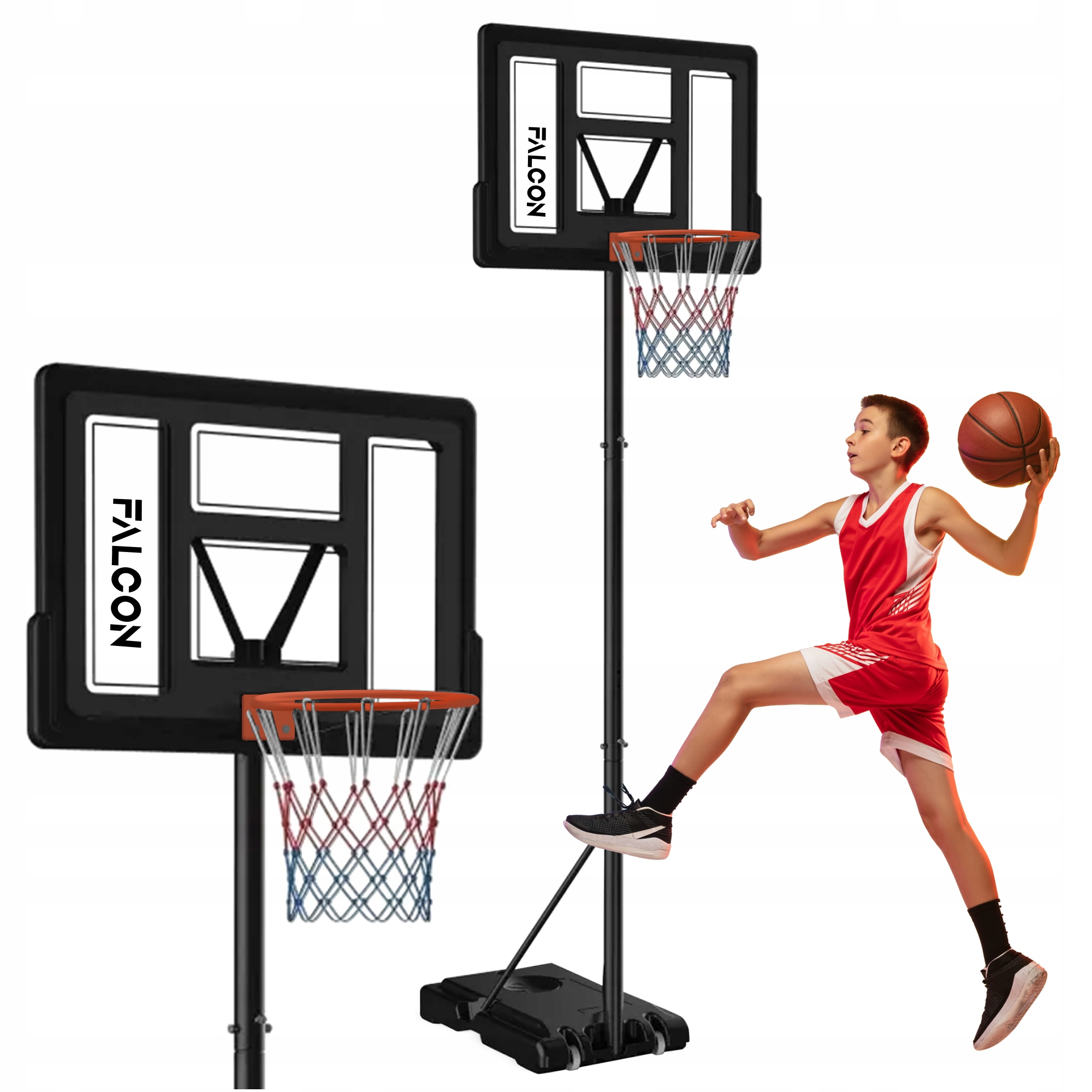 Volně Stojící Basketbalový Koš, Nastavitelný, Stabilní, Mobilní Falcon, Junior 2