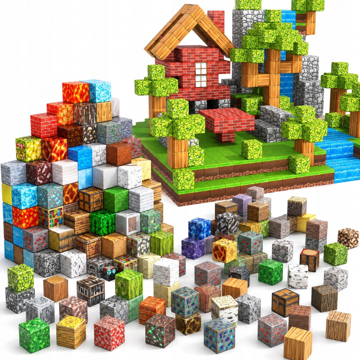 Klocki Magnetyczne 300szt MIX Kostki Bloki Konstrukcyjne 3D Duży Zestaw