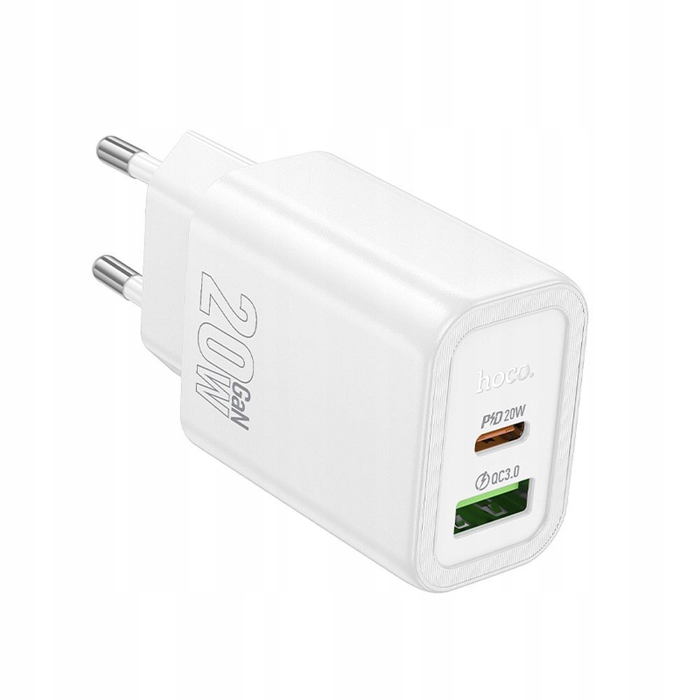 Ładowarka sieciowa do telefonu Hoco Usb A Usb C QC3.0 Pd 3A 20W N61 biała