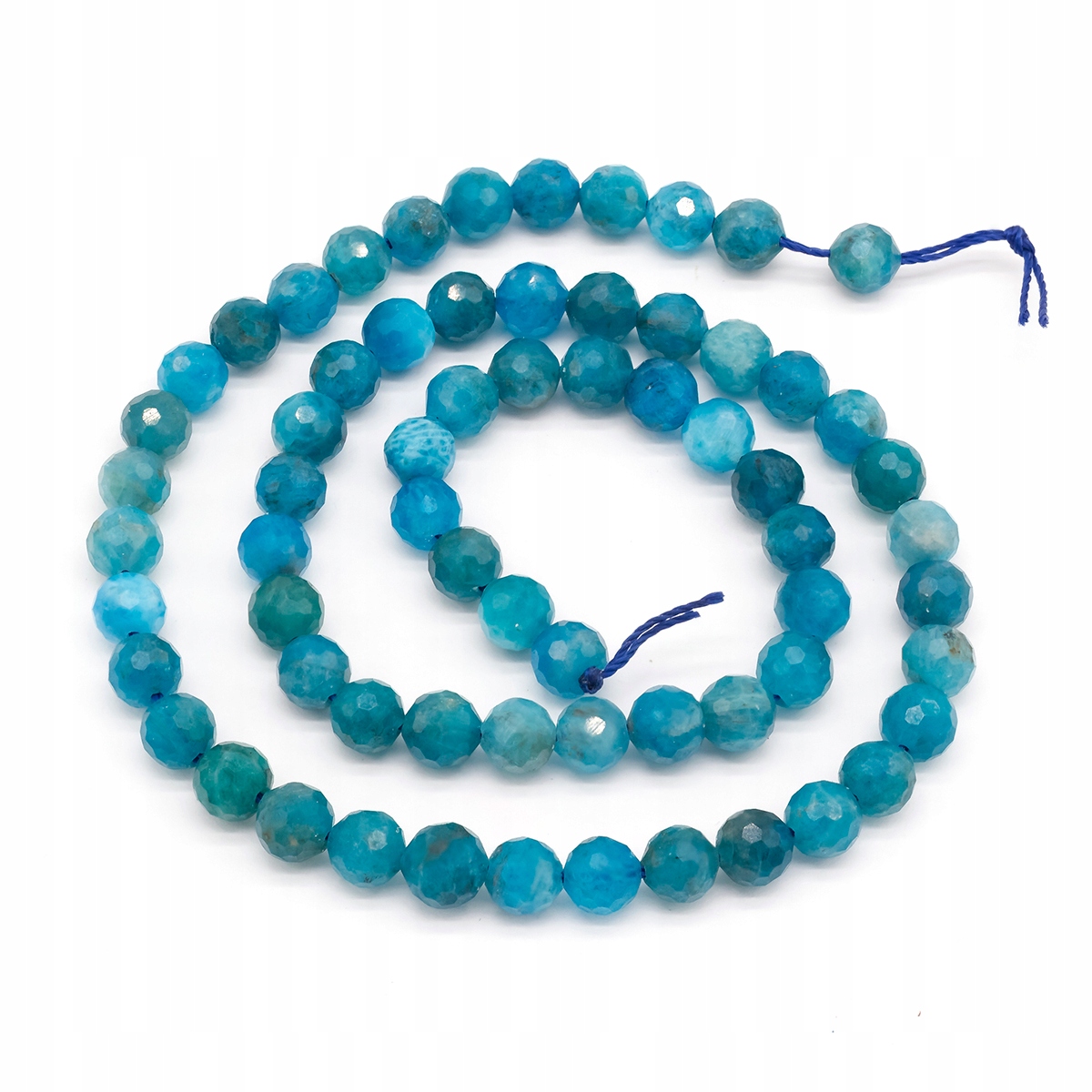 Korálky Přírodní Apatit, Fasetovaný, Kulatý, 6mm, 60ks/37cm/nit