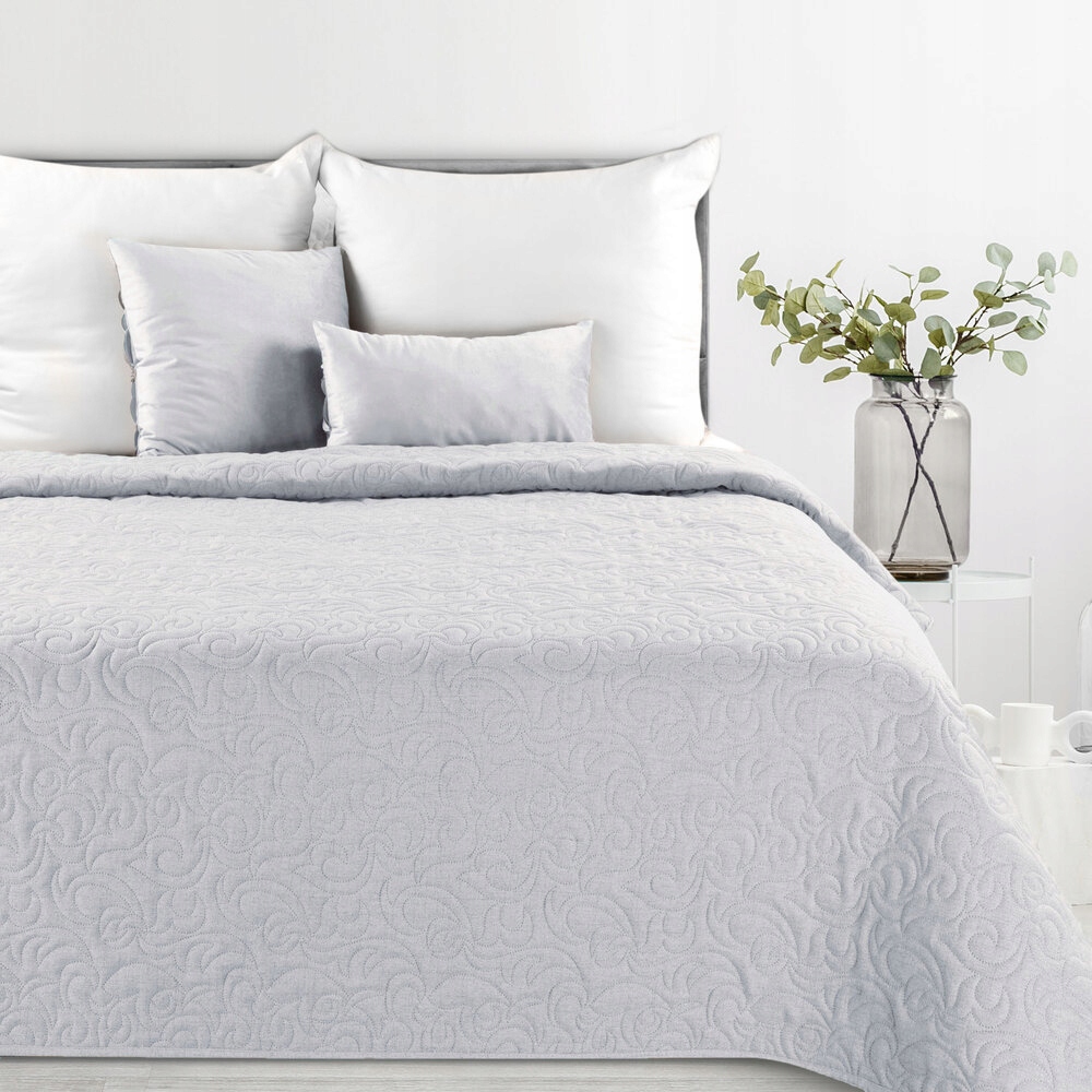 Dekorační přehoz Len 220x240 stříbrný