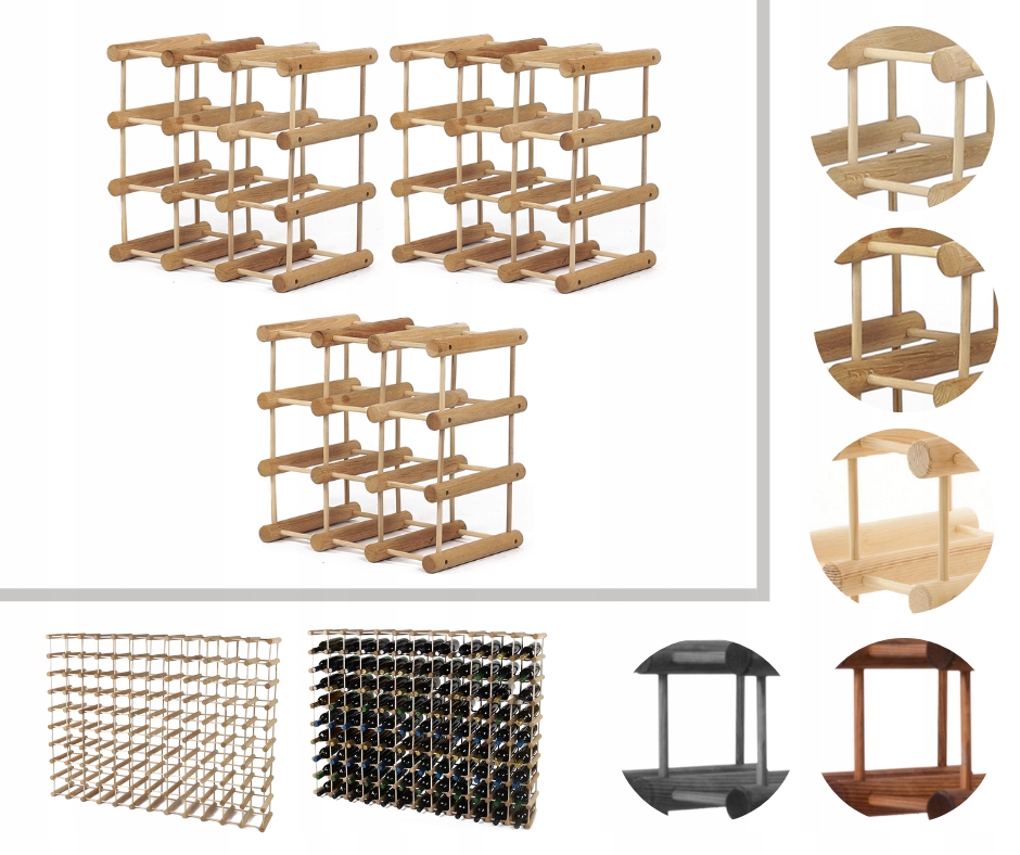 Regál na víno dubový stojan na víno Modulární regál na alkohol 27+6 bot Dub