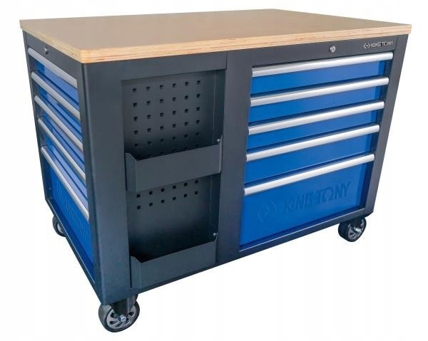 NOWOŚĆ - WÓZEK WARSZTATOWY 10 SZUFLADOWY Z BLATEM I SZAFKĄ, CZARNO-NIEBIESK Stan opakowania oryginalne