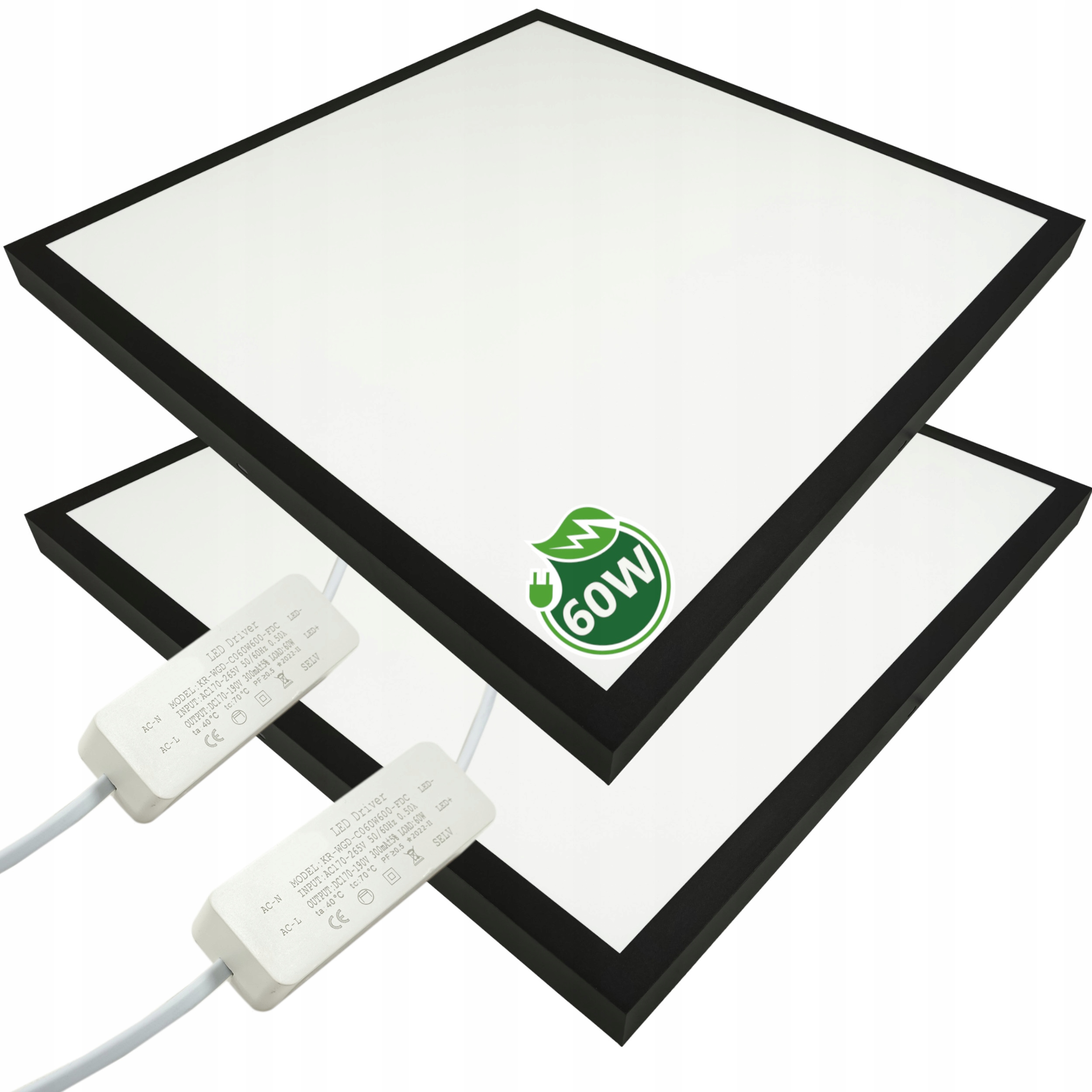 

2x Lampa Led Panel Natynkowy Czarny 60X60 60W