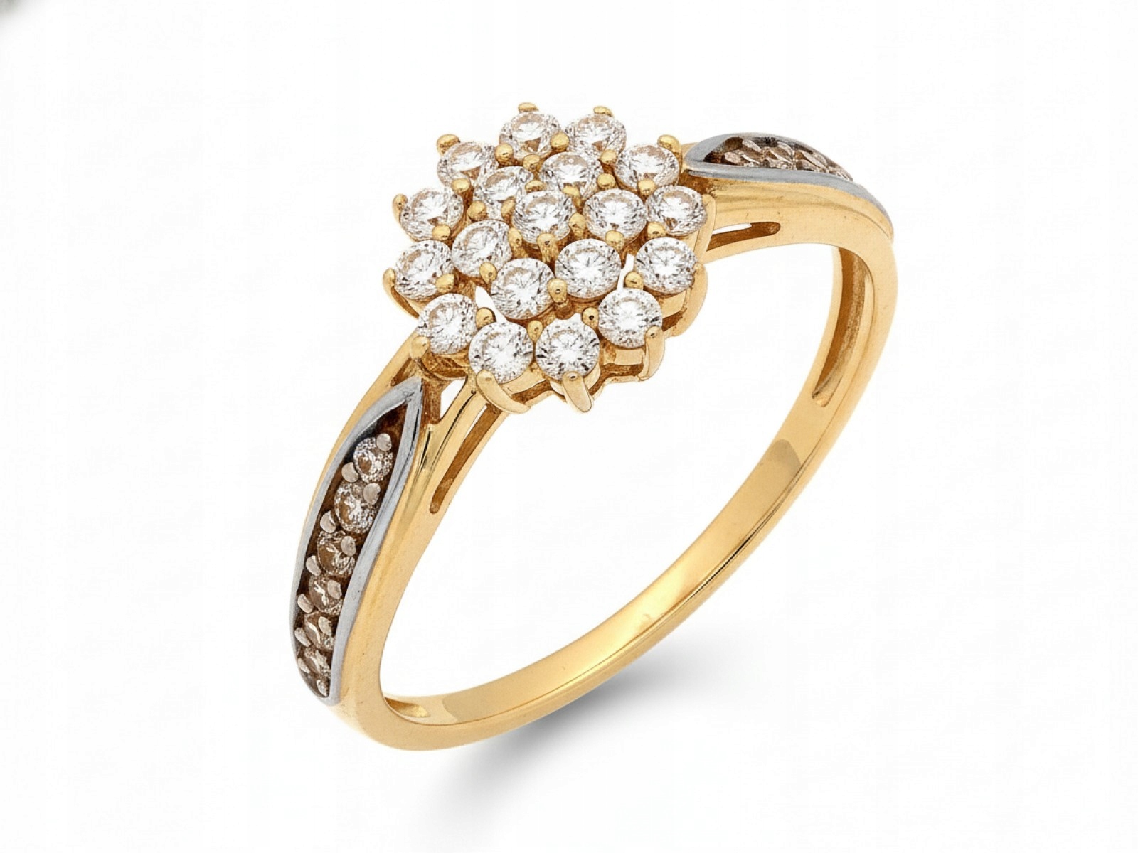 Prstýnek 585 s Bílými zirkony 17r Květinka 2.71g Květina