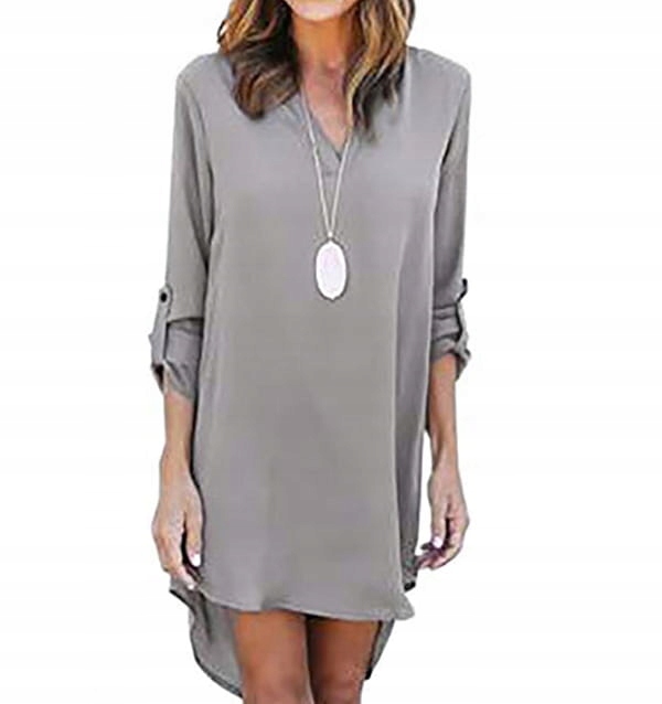 

Asymetryczna Sukienka Tunika Szara Noelia