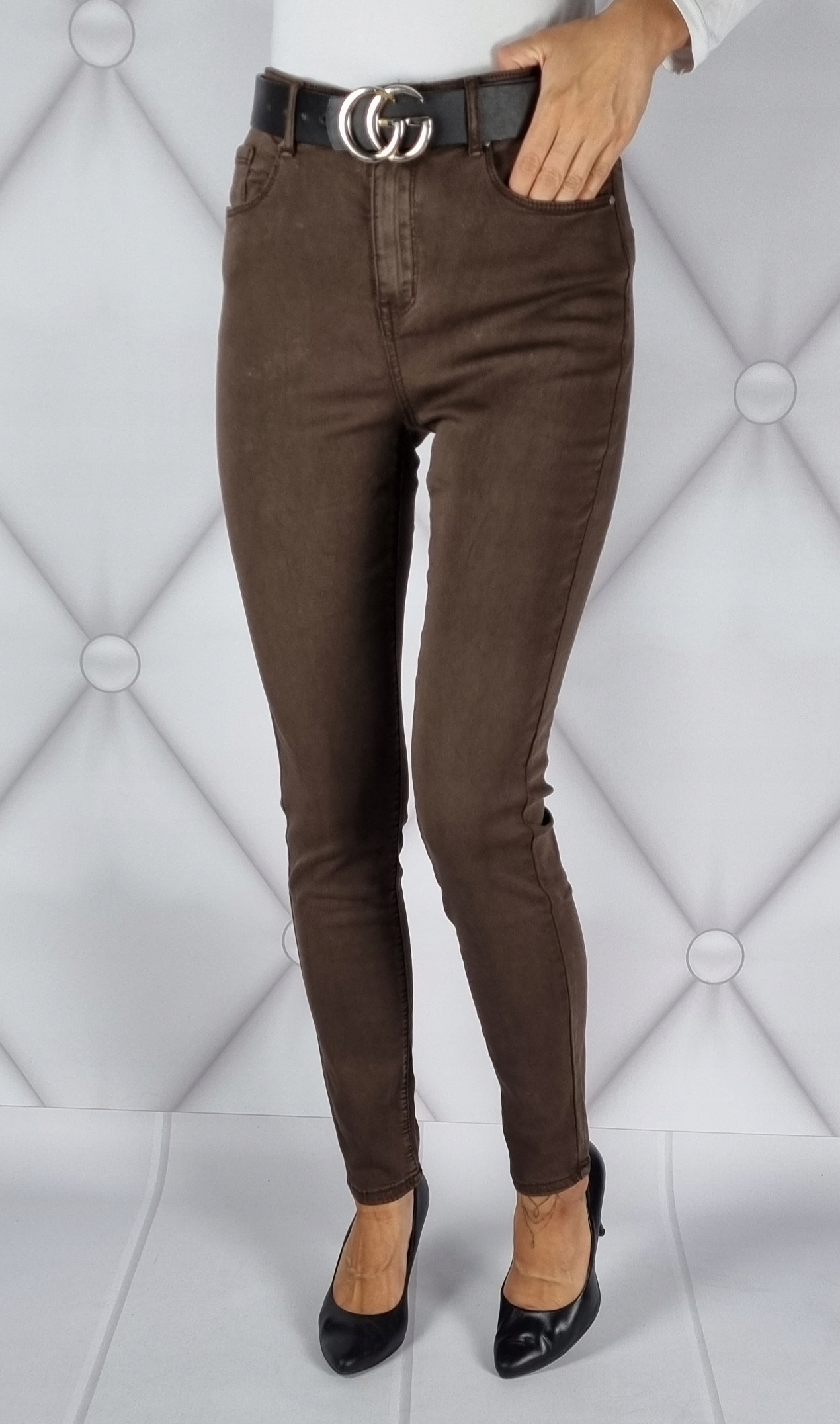 SPODNIE GOODIES Z WYSOKIM STANEM ROZMIAR 42/XL Materiał dominujący bawełna