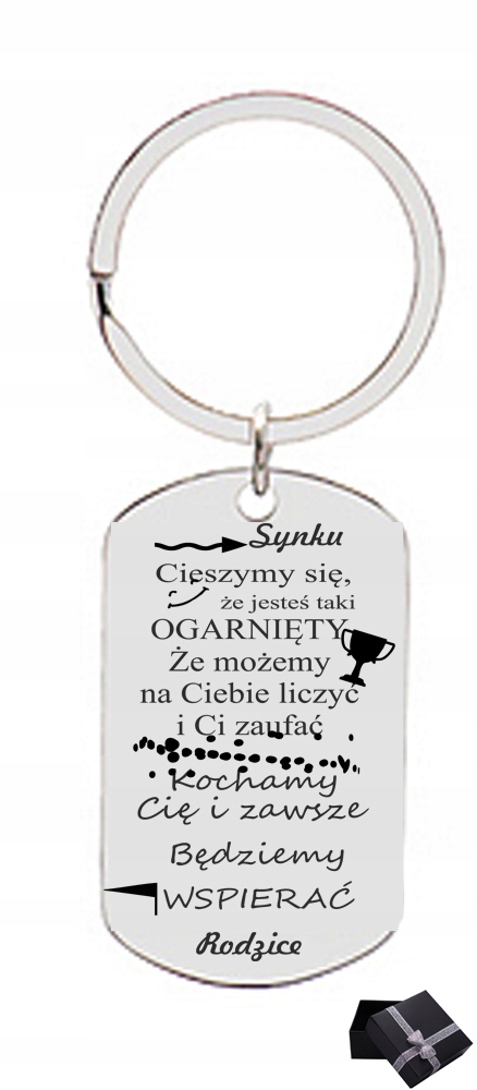 BRELOK DLA SYNA OD RODZICÓW GRAWER 2W1 PUDEŁKO DZIEŃ DZIECKA G175