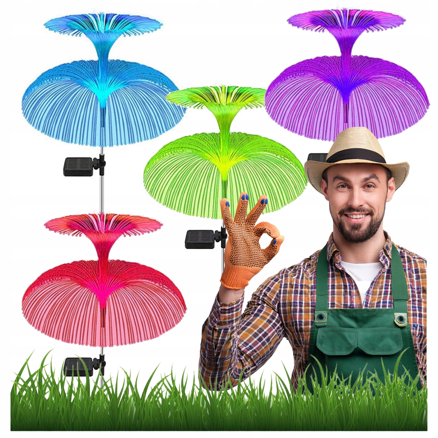 Solární Lampy Do Zahrady Jellyfish Meduza Set 4 ks Senzor Soumraku