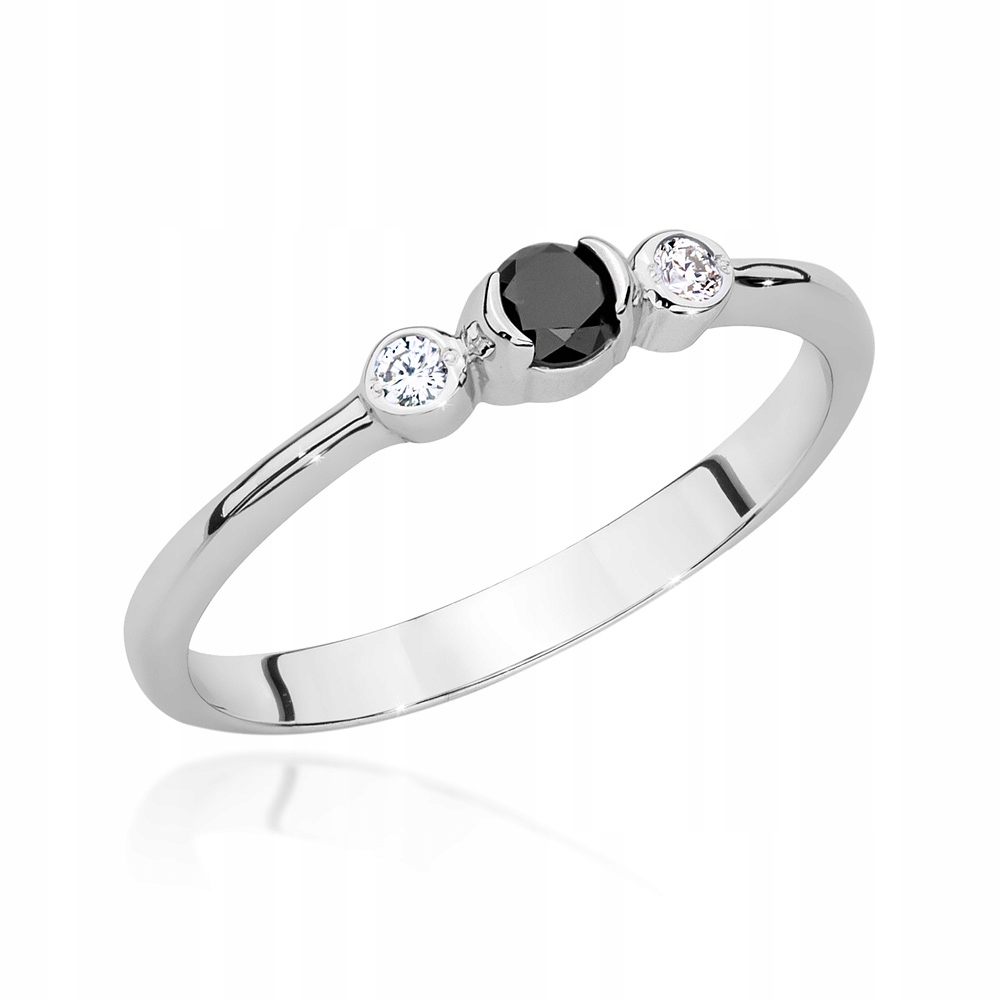 

Pierścionek 585 z Czarnym Brylantem Białe Złoto