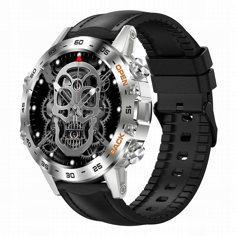 Pánské hodinky Chytré Hodinky Gravity GT9-6 stříbrné/černé koženko-gumové