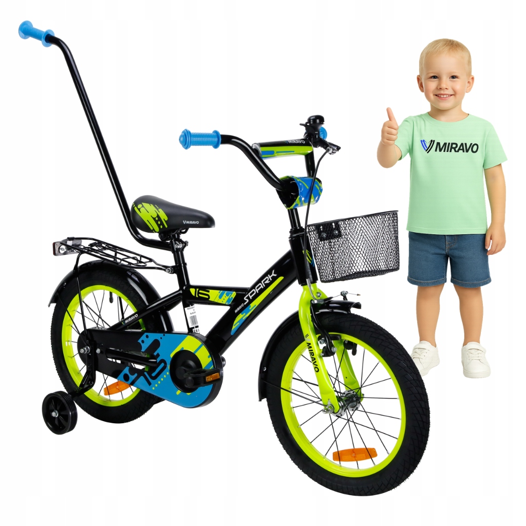 ROWEREK DZIECIĘCY 16 CALI MIRAVO ROWER DLA CHŁOPCA KOSZYK PROWADNIK GRATIS
