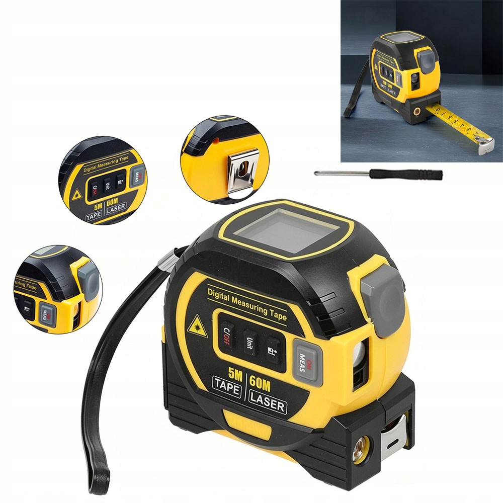 Multifunkční laserová odměrka 3v1, digitální, inteligentní