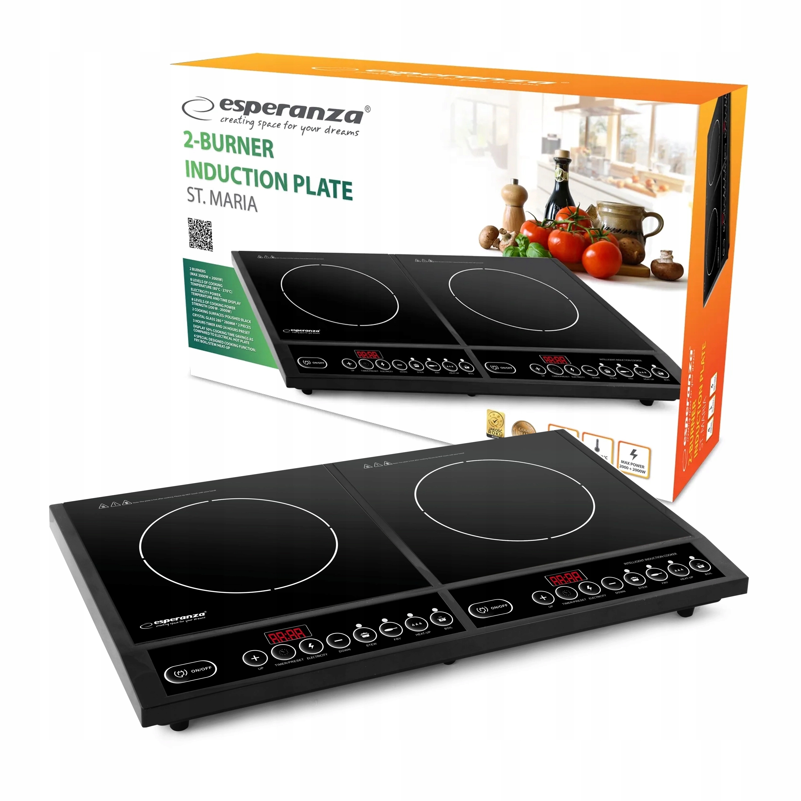 Dwupalnikowa Kuchenka Elektryczna Przenośna Płyta Indukcyjna 2 Pola 4000W