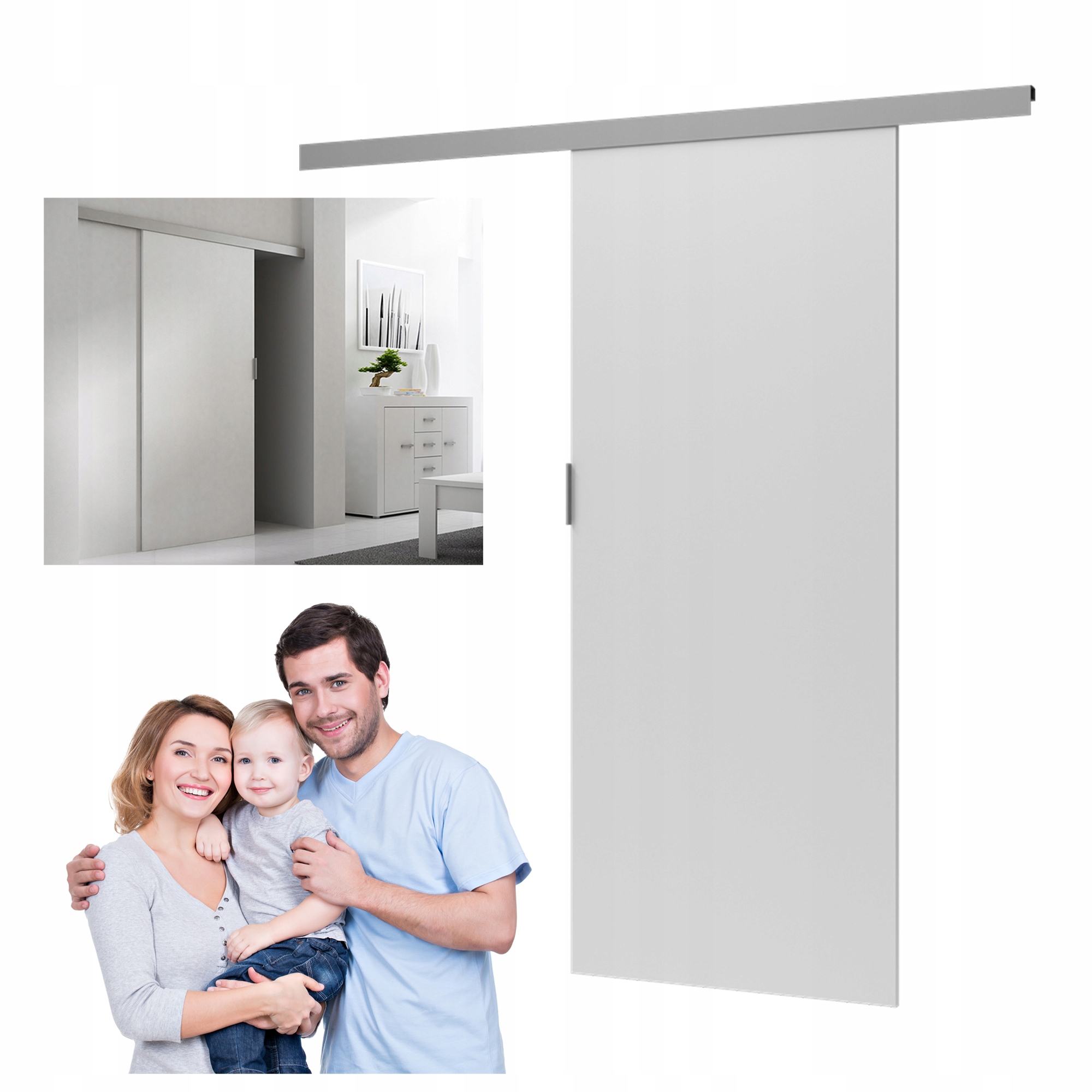 DRZWI PRZESUWNE WEWNĘTRZNE PRZESUWANE DO SALONU 86CM BIEL BIAŁE POLSKIE