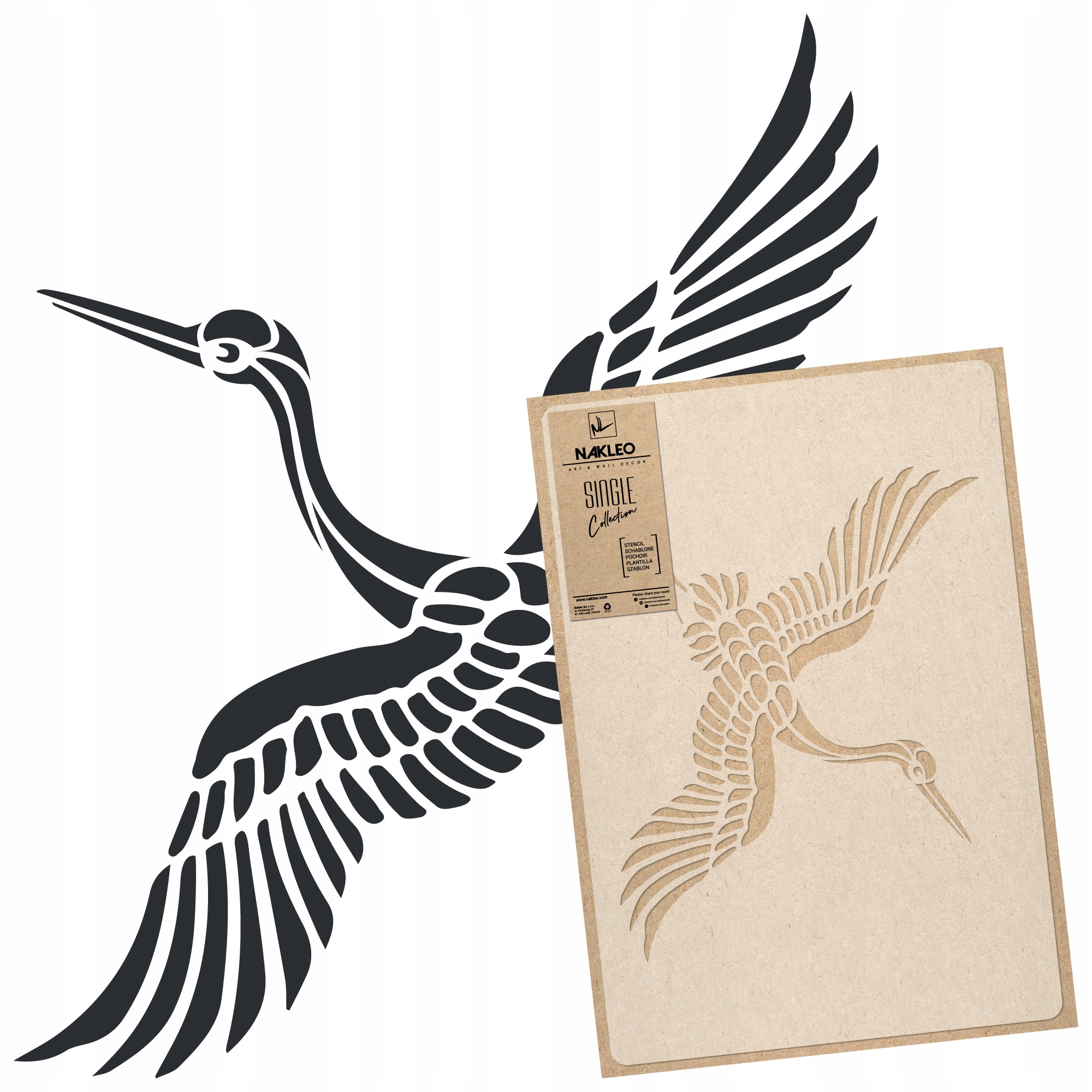 Malířská šablona Vícenásobná L 59x95 cm Ptáci Asijský symbol Letící Jeřáb