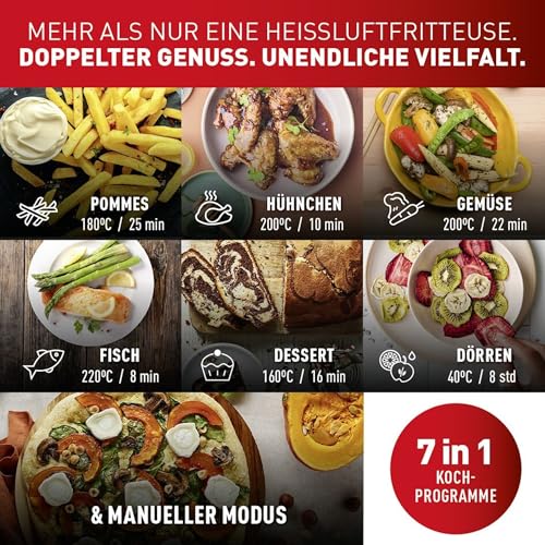 TEFAL Dual Easy Fry Beztłuszczowa 5,2L 3,1L Dwie Komory 7 Programów — miniatura 6