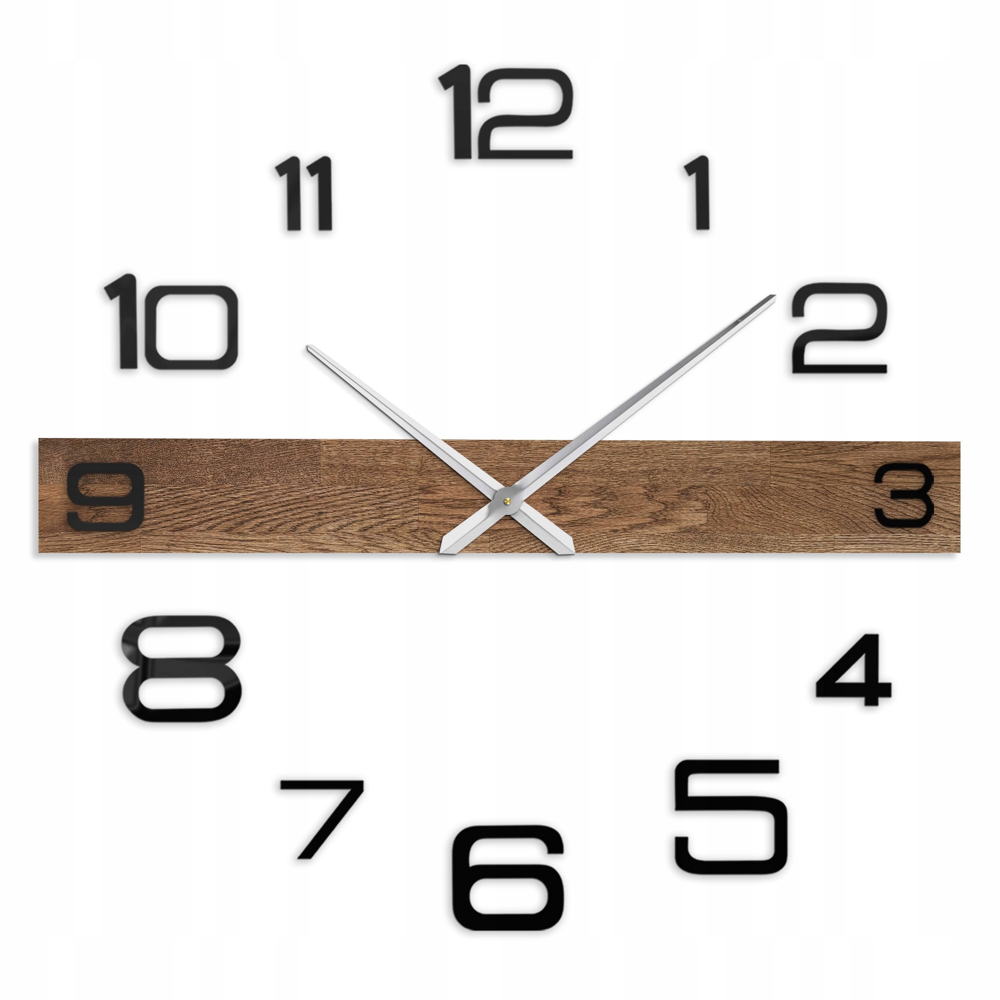 Drevené nástenné hodiny minimalistický dizajn striebornej ručičky 80 cm