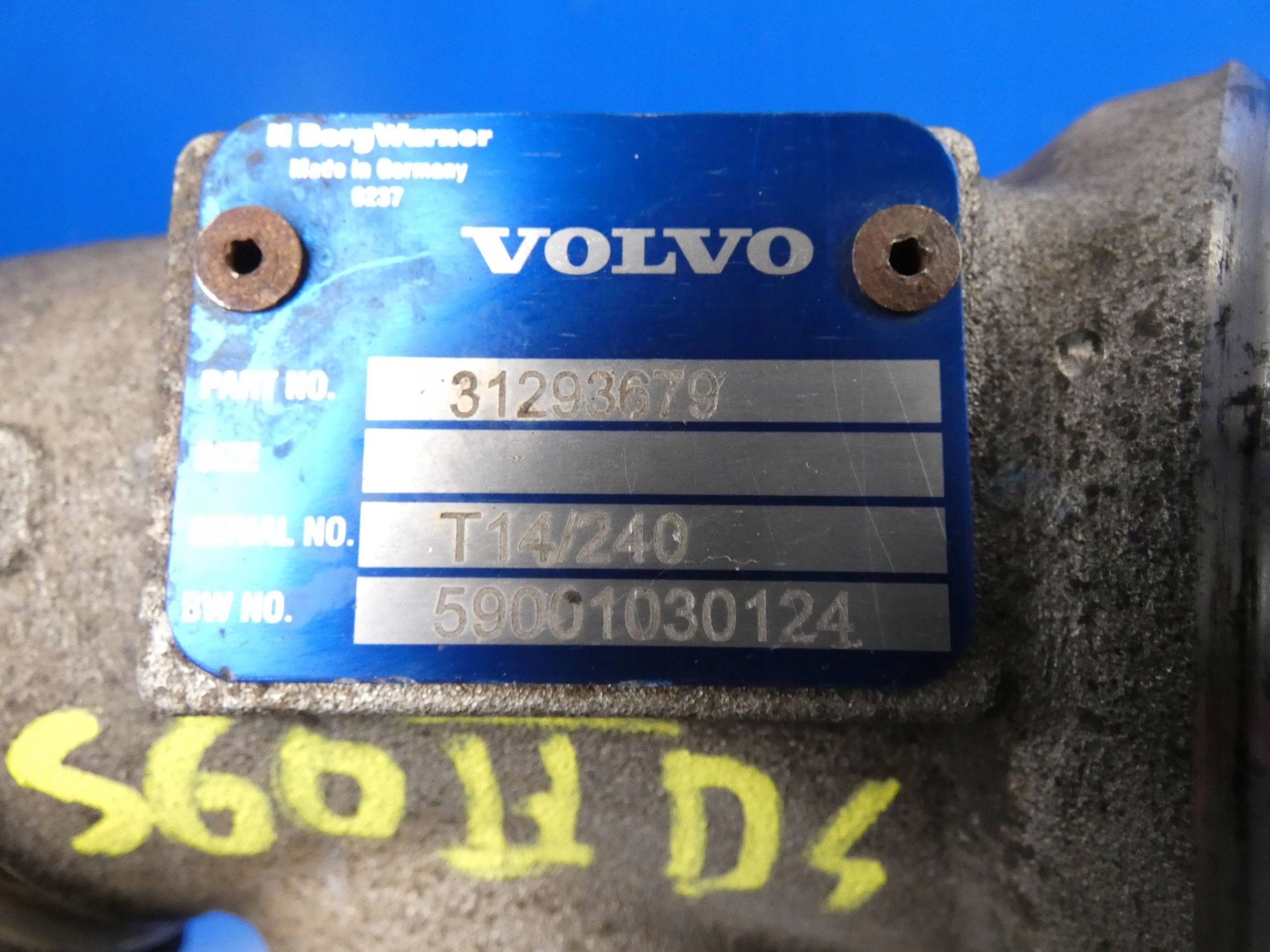 VOLVO S60 II V60 XC60 XC90 V90 2.0 D4 Sensor turbo Turbolader