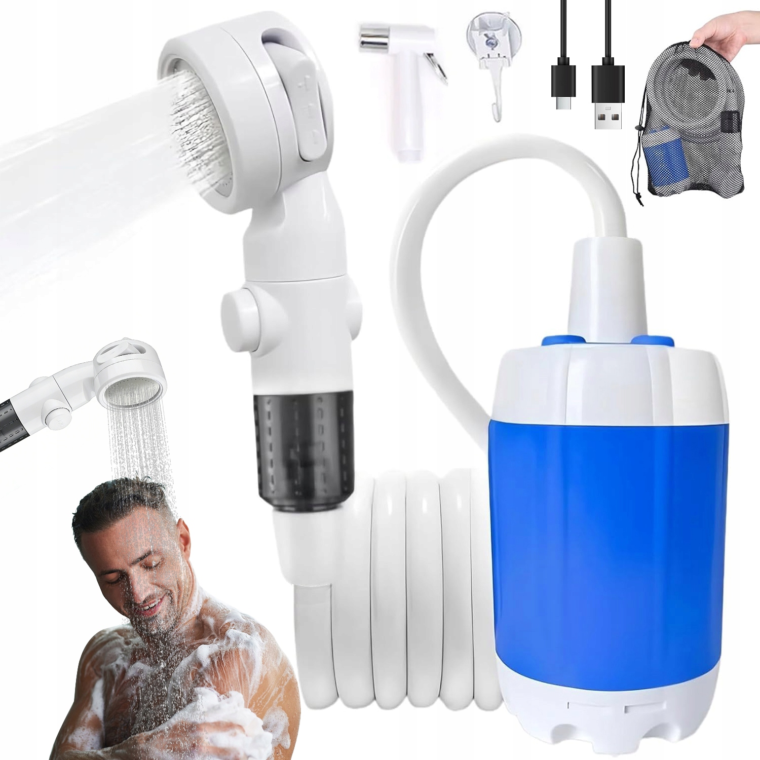 Turistická Sprcha Na Přenosný Bivak S Akumulátorem Usb 2 M Šnorchl