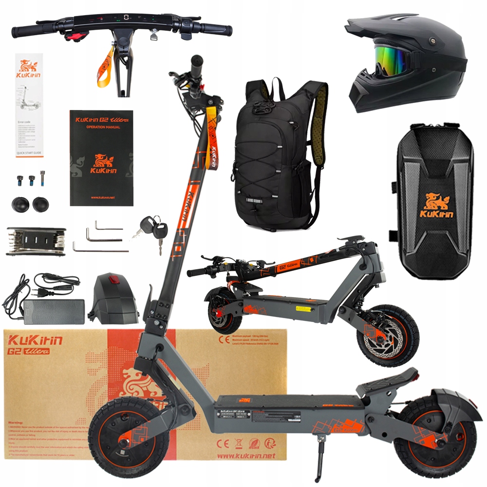 KuKirin G2 Ultra Składany 2000W 48V 18Ah 50km/h 55KM Terenowy PL+3Prezent